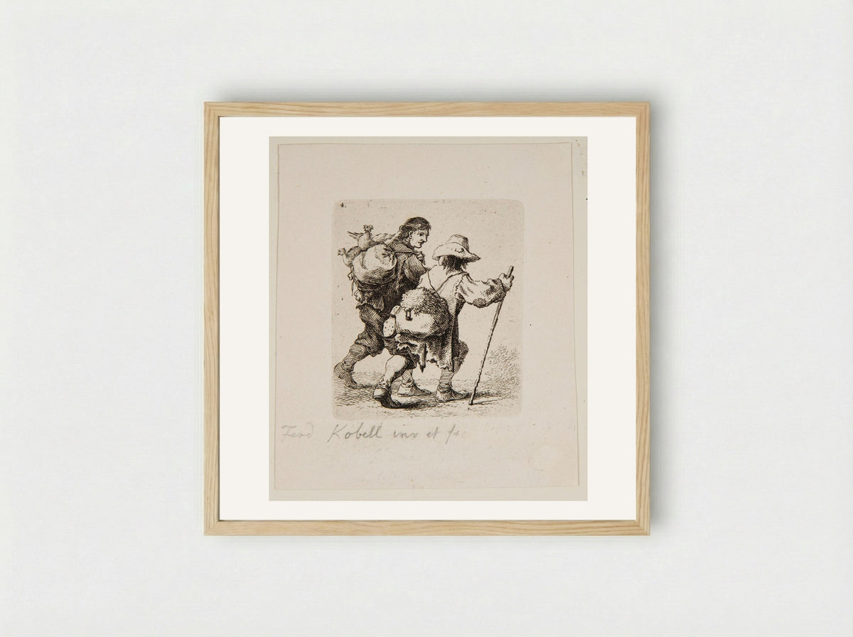 Traveller with a Knapsack - Ferdinand Kobell - Framed Print Wood