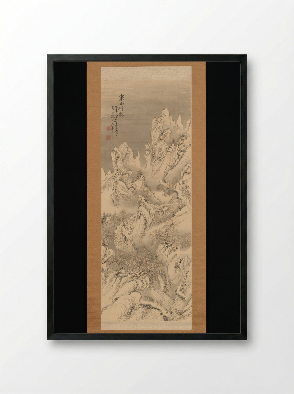 Travellers in Cold Mountains - Hine Taizan - Framed Print Black