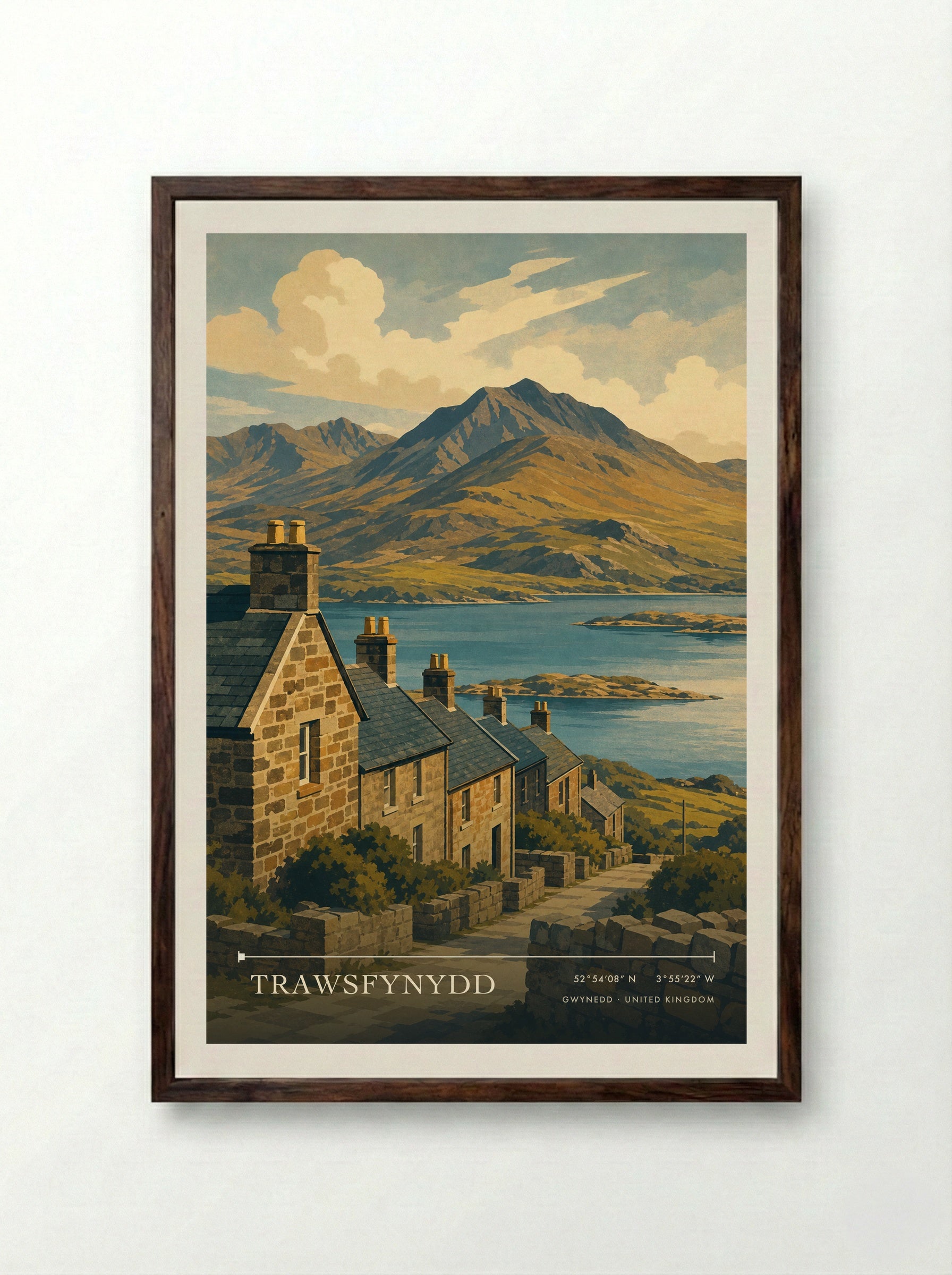 Trawsfynydd Gwynedd United Kingdom Travel Poster - Framed Print Dark Wood