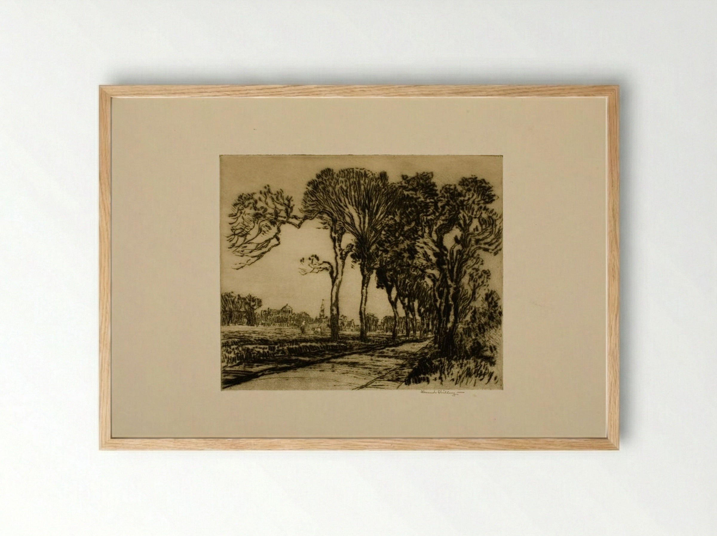 Tree Lined Road, Holland - Alexander Shilling - Framed Print Wood