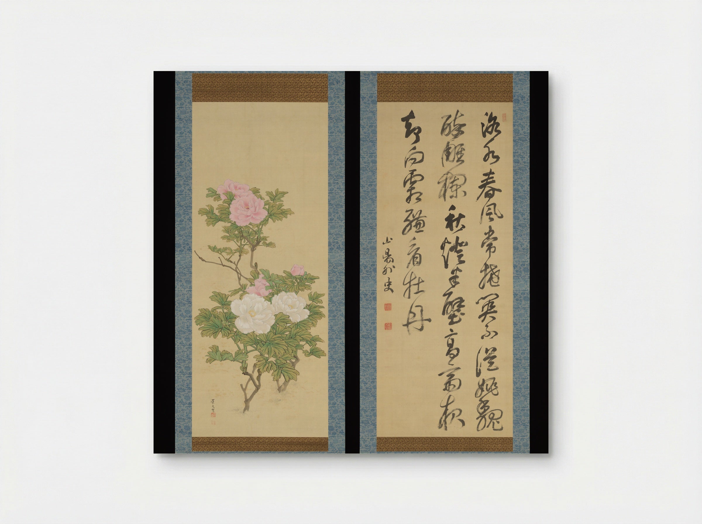 Tree Peonies and Chinese Poem on Peonies - Matsumura Keibun - Poster