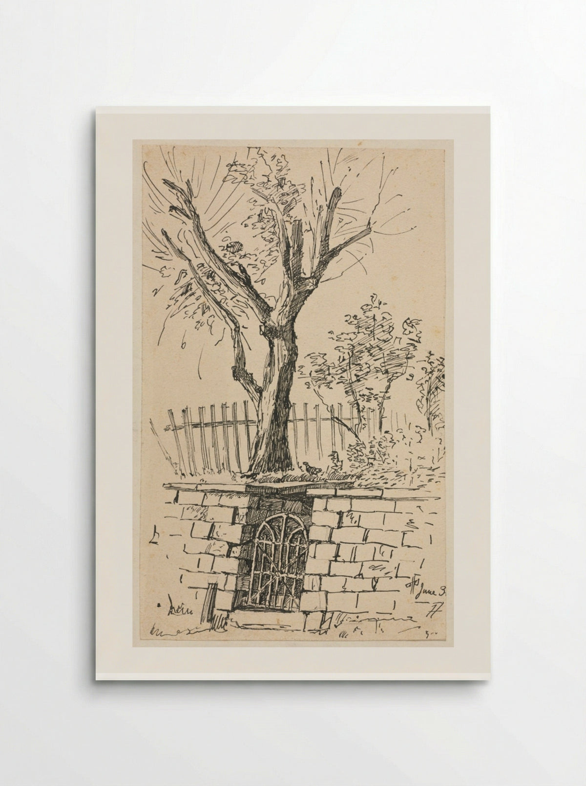 Tree on Top of a Stone Wall, Cleveland - Otto H. Bacher - Poster