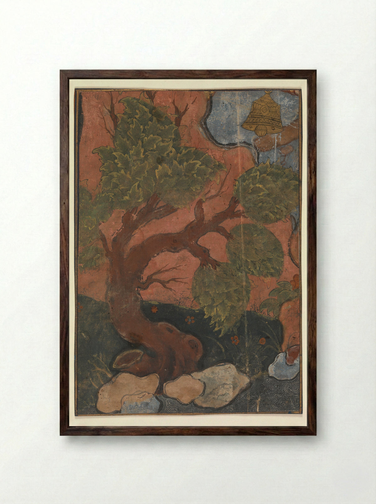 Tree on a River Bank - Unknown Artist - Framed Print Dark Wood
