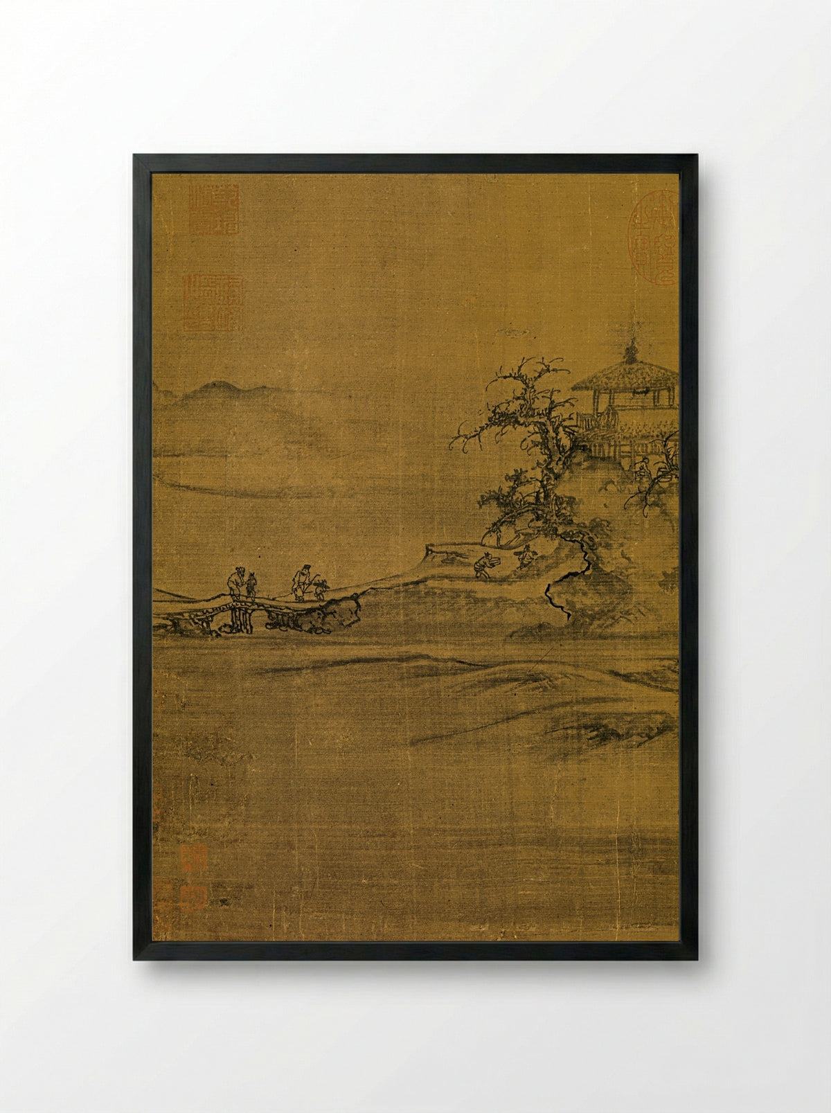 Trees (Attributed to Guo Xi) - Guo Xi - Framed Print Black