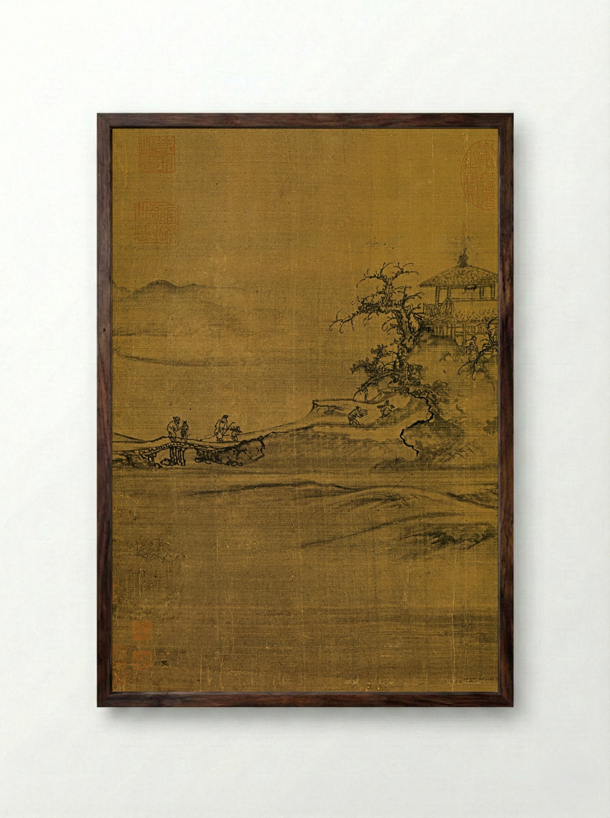 Trees (Attributed to Guo Xi) - Guo Xi - Framed Print Dark Wood