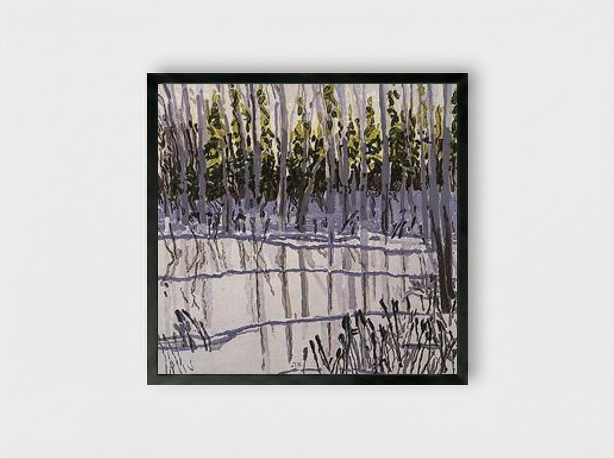 Trees Reflected on Ice - Neil Welliver - Framed Print Black