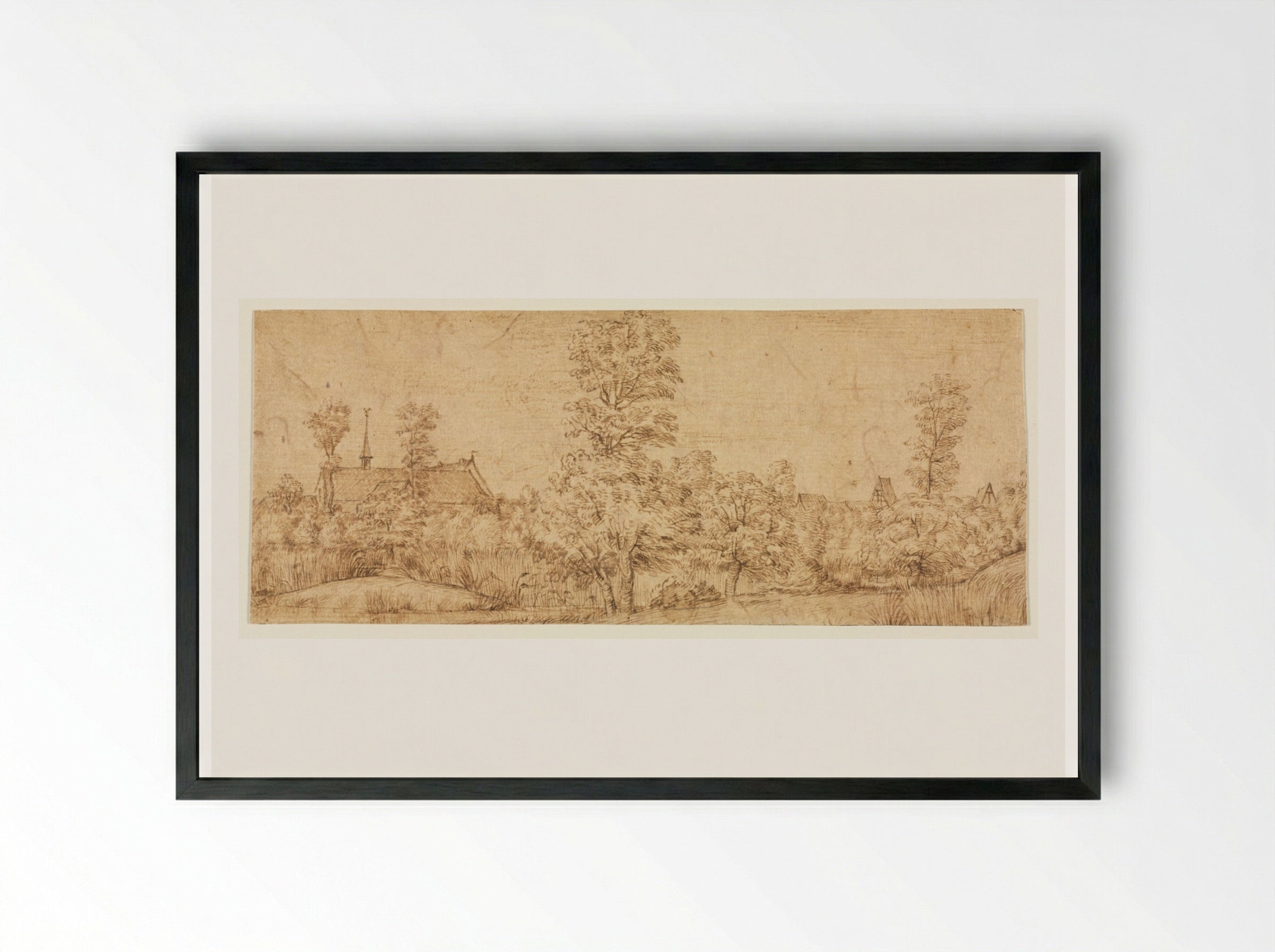 Trees before a Village - Jan Lievens - Framed Print Black