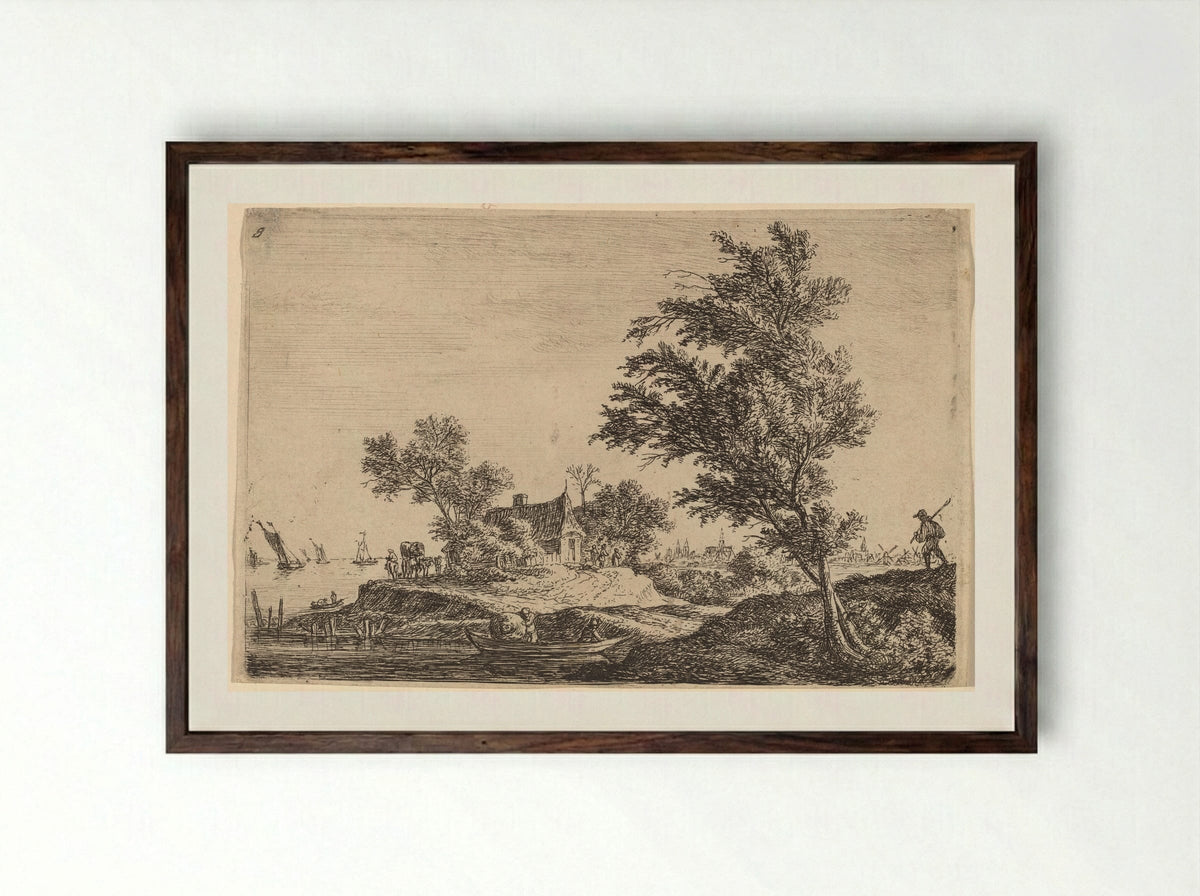 Trees - Anthonie Waterloo - Framed Print Dark Wood