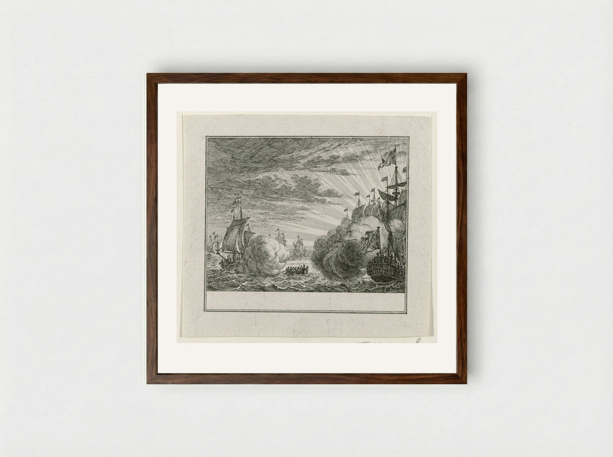 Treffen tussen Fielding en Van Bylandt - Simon Fokke - Framed Print Dark Wood