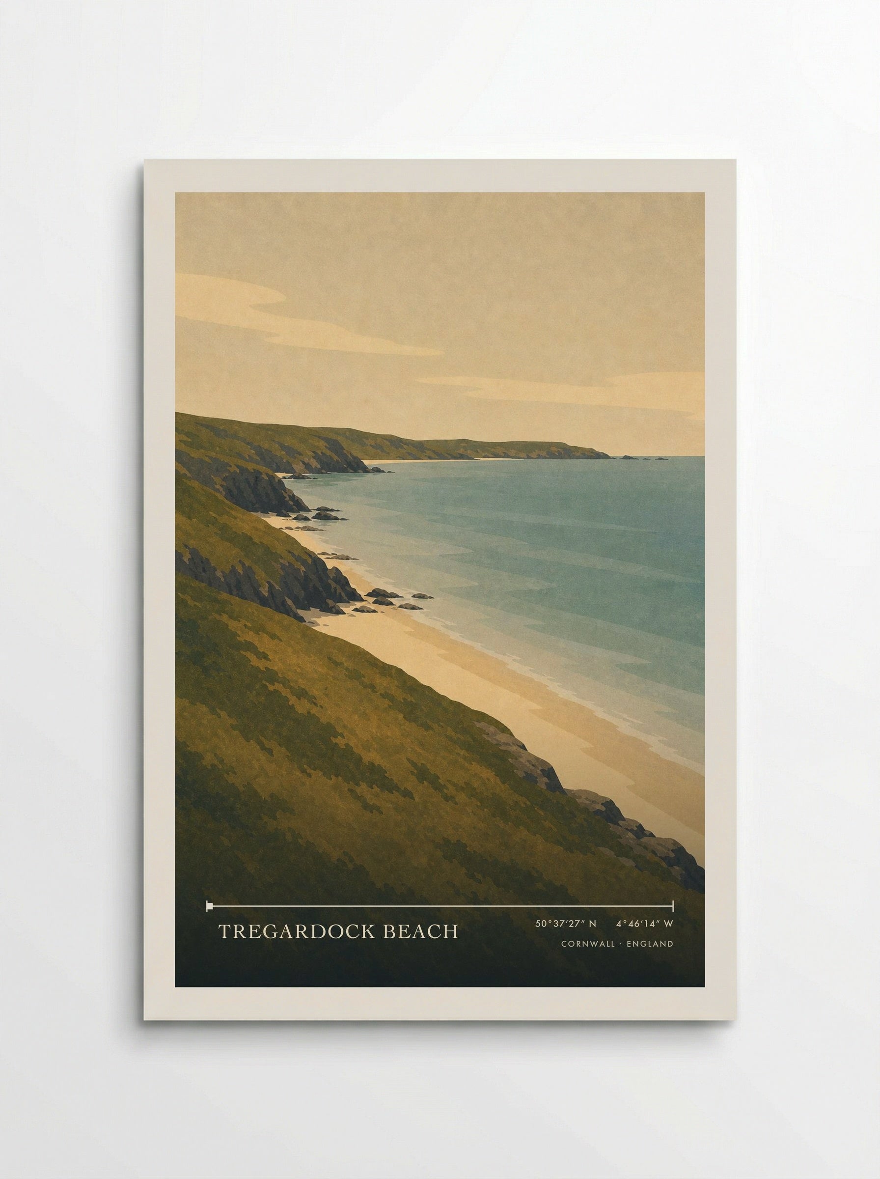 Tregardock Beach Cornwall England Travel Poster - Poster