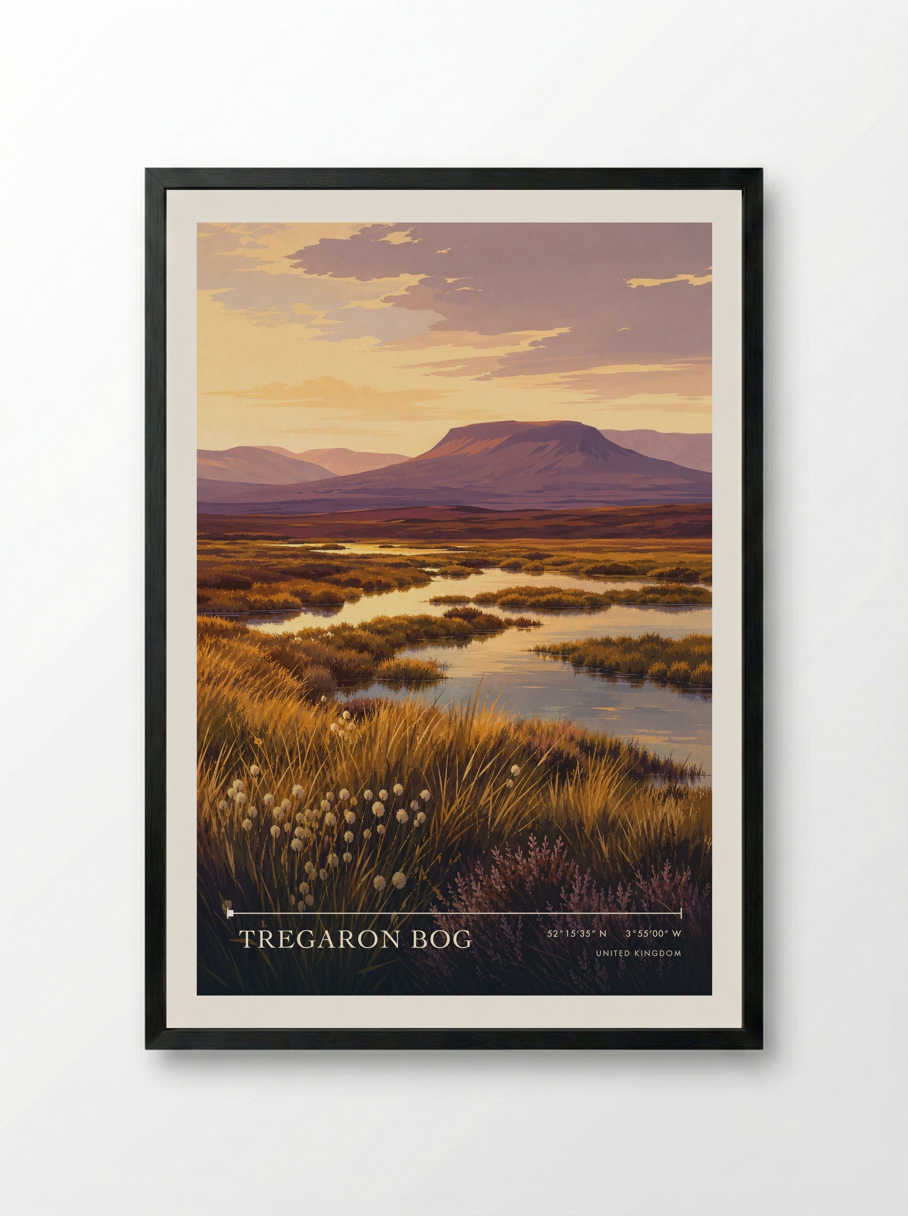 Tregaron Bog United Kingdom Travel Poster - Framed Print Black