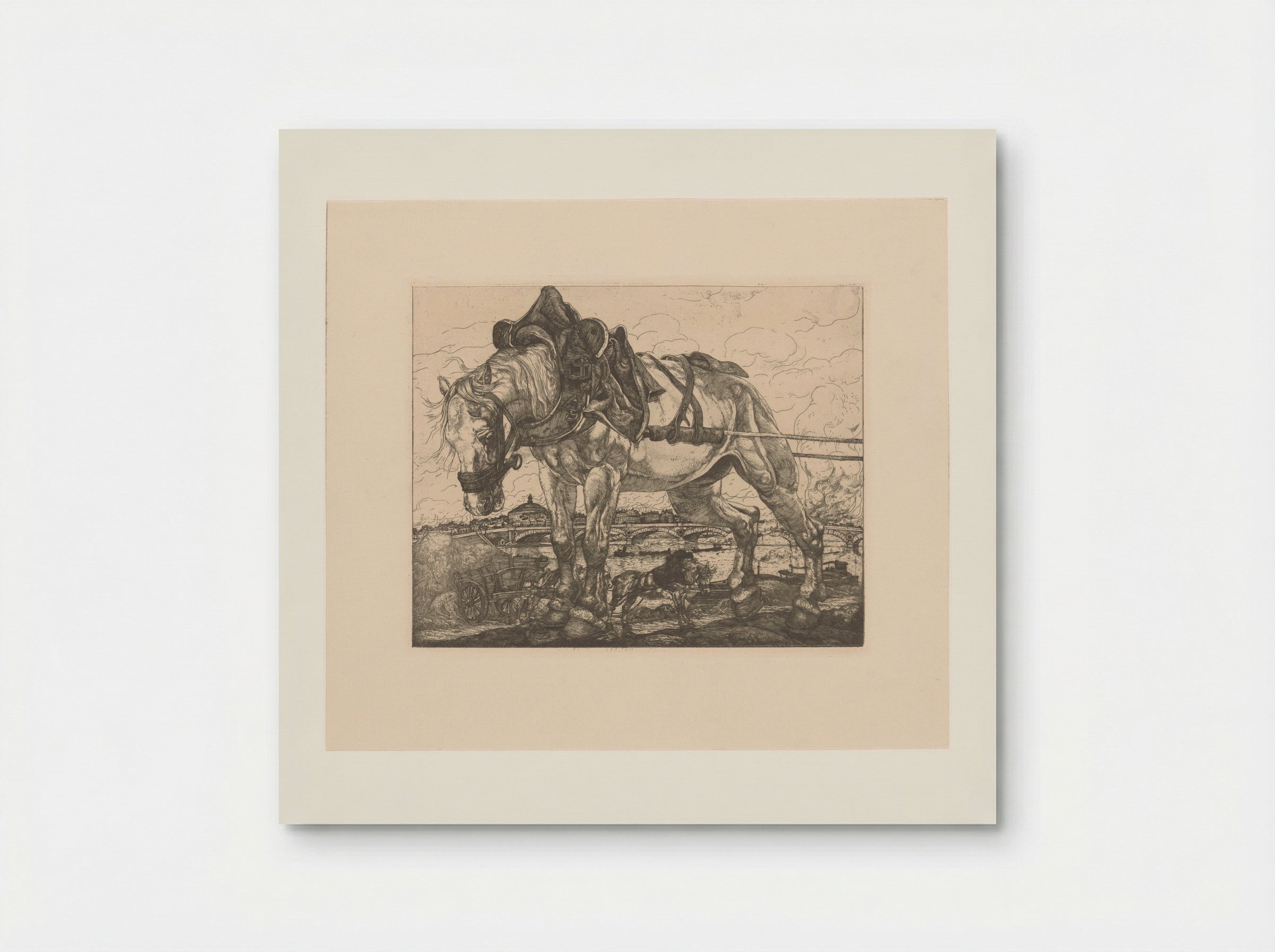 Trekpaard bij de Seine in Parijs - Pieter Dupont - Poster