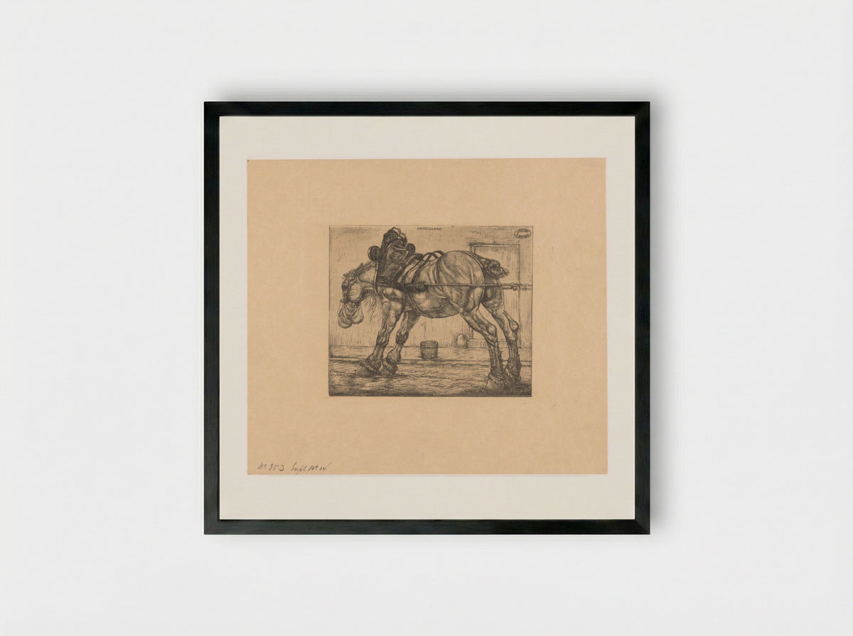 Trekpaard met haverzak - Pieter Dupont - Framed Print Black