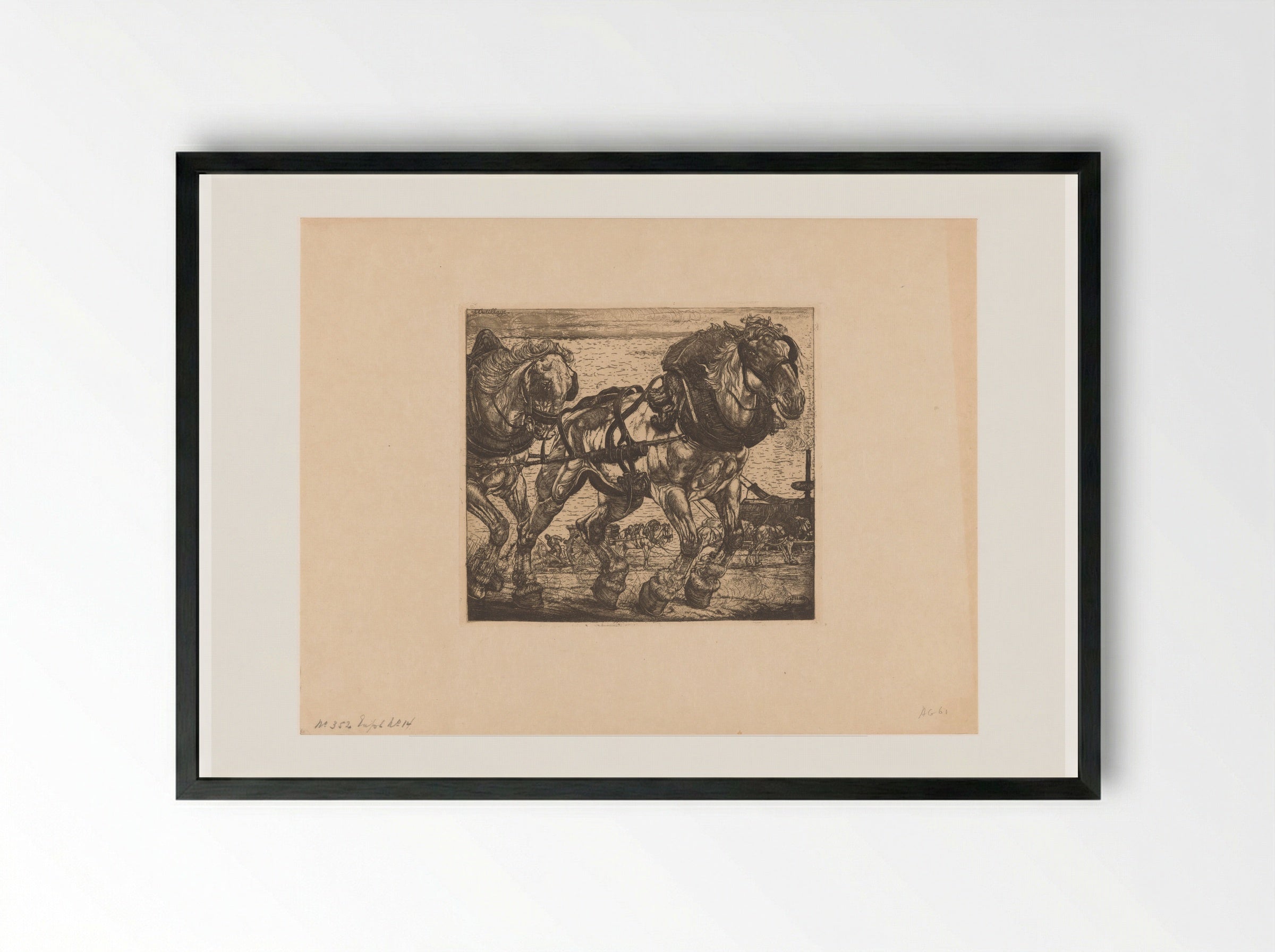 Trekpaarden bij de Seine in Parijs - Pieter Dupont - Framed Print Black