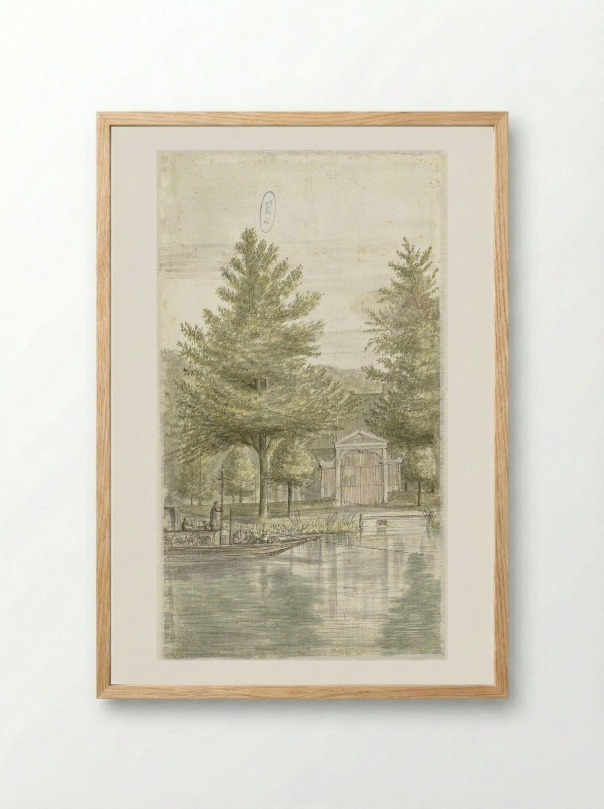 Trekschuit bij landhuis Hoogevecht - Abraham Rutgers - Framed Print Wood
