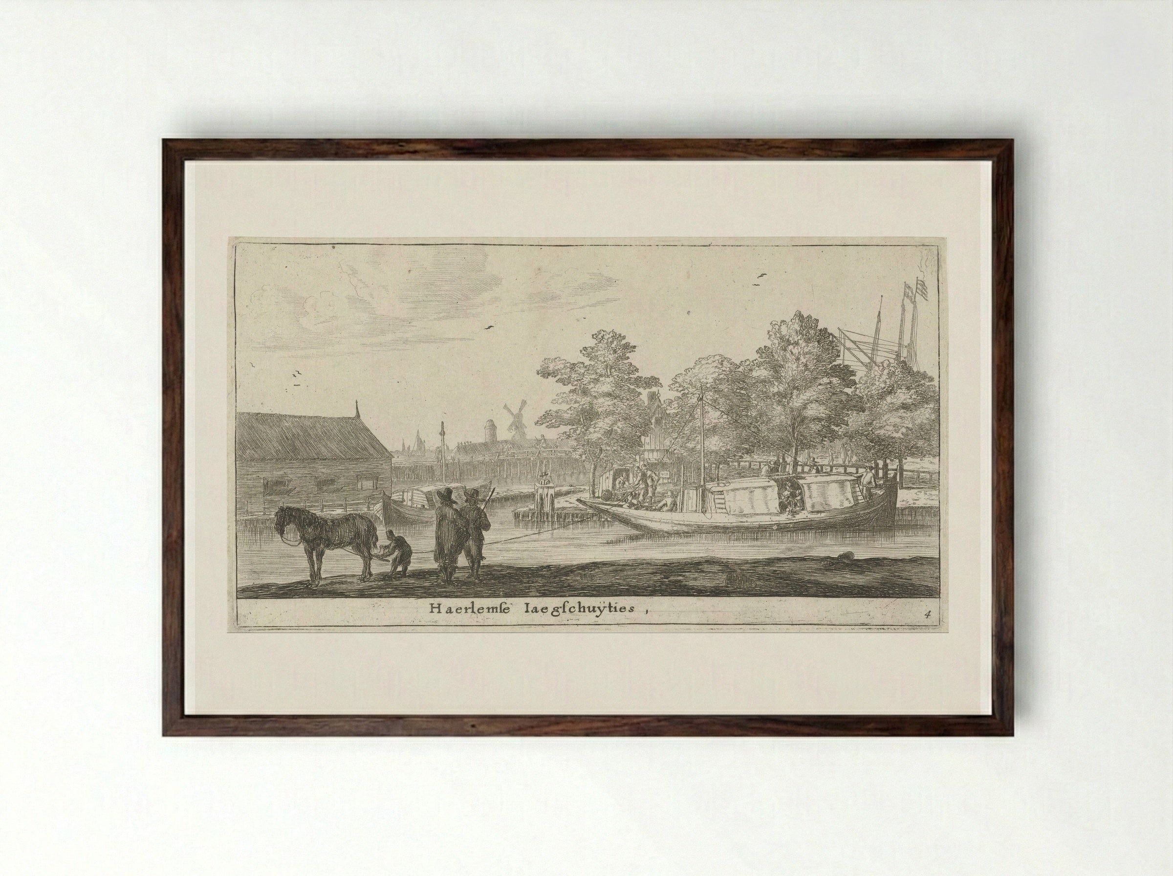 Trekschuit naar Haarlem - Reinier Nooms - Framed Print Dark Wood