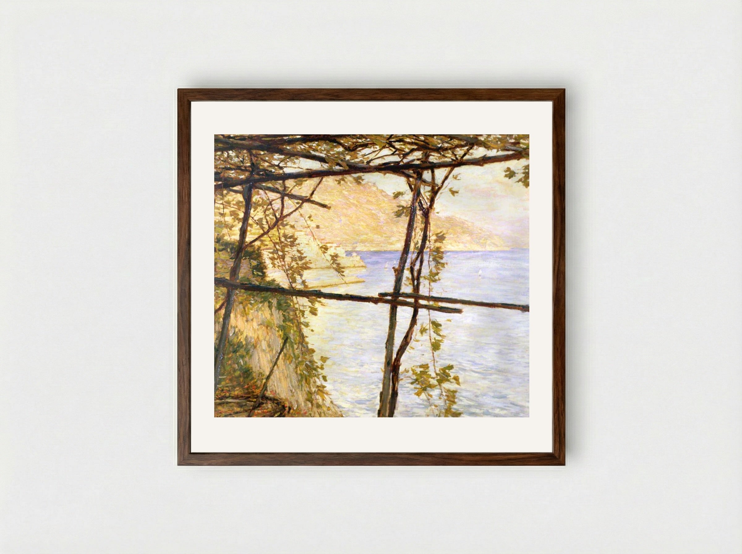 Trellised Vines - Henry Herbert La Thangue - Framed Print Dark Wood