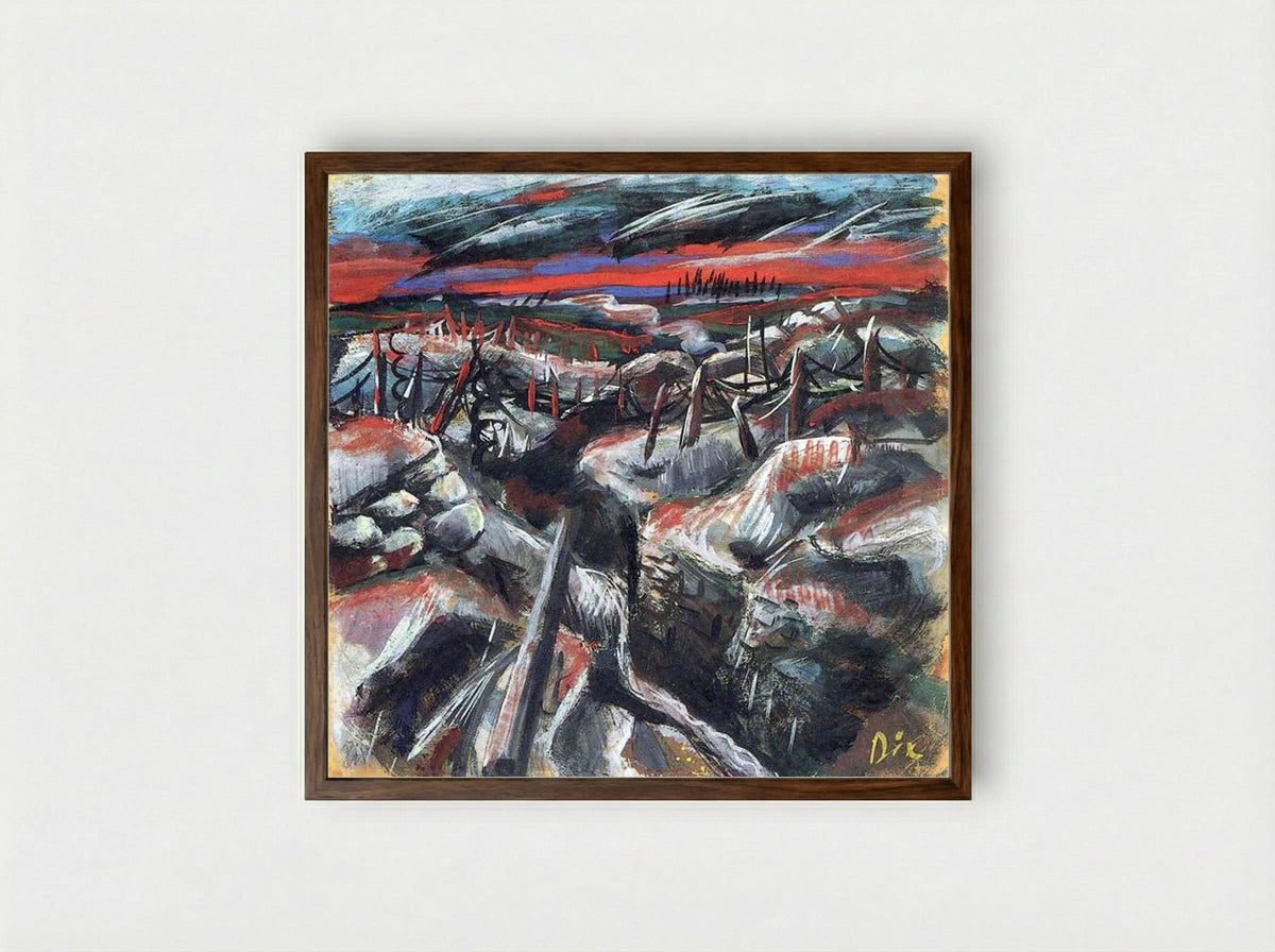 Trenches - Otto Dix - Framed Print Dark Wood