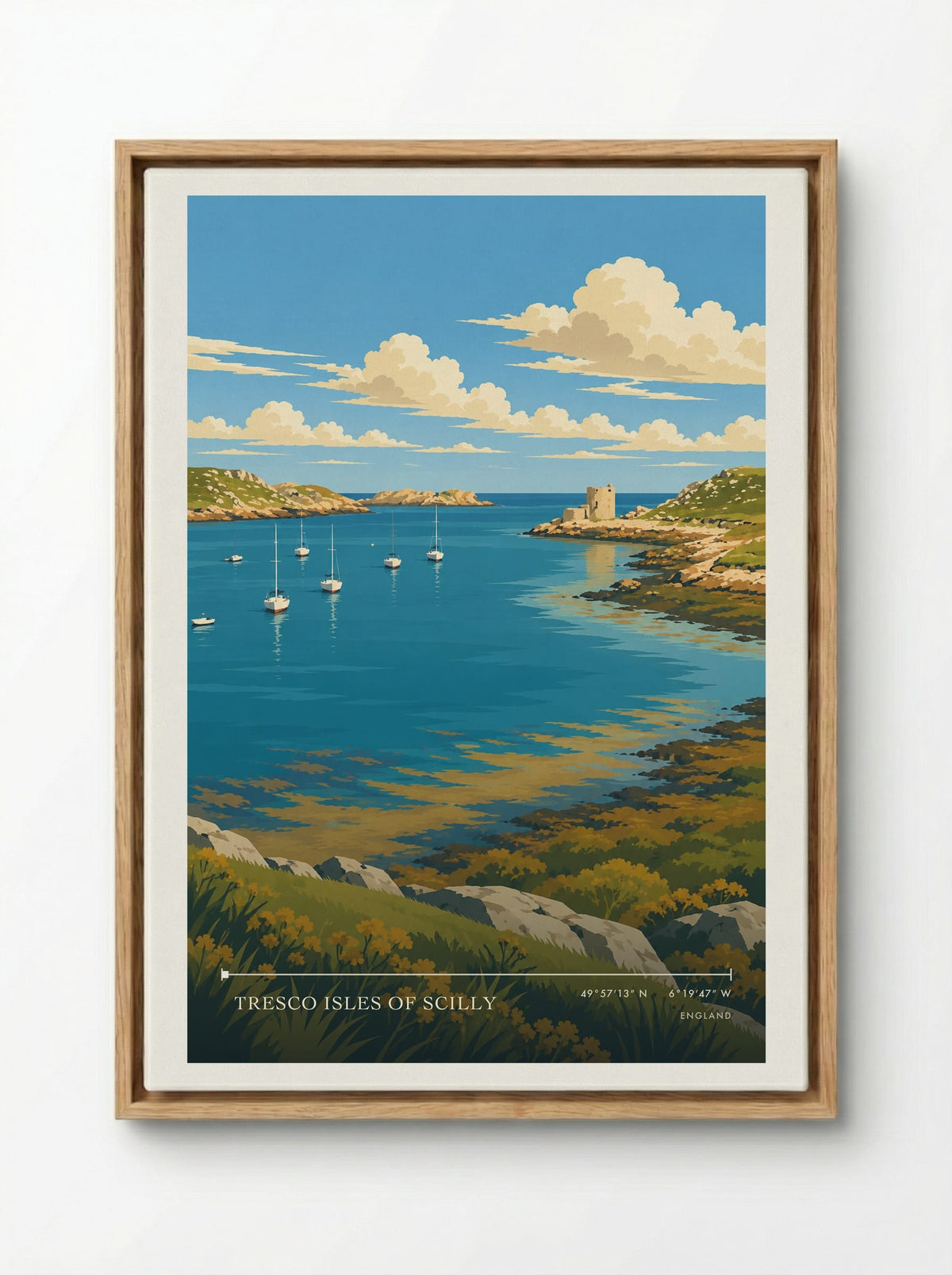 Tresco Isles of Scilly | Travel Poster - Framed Canvas Wood