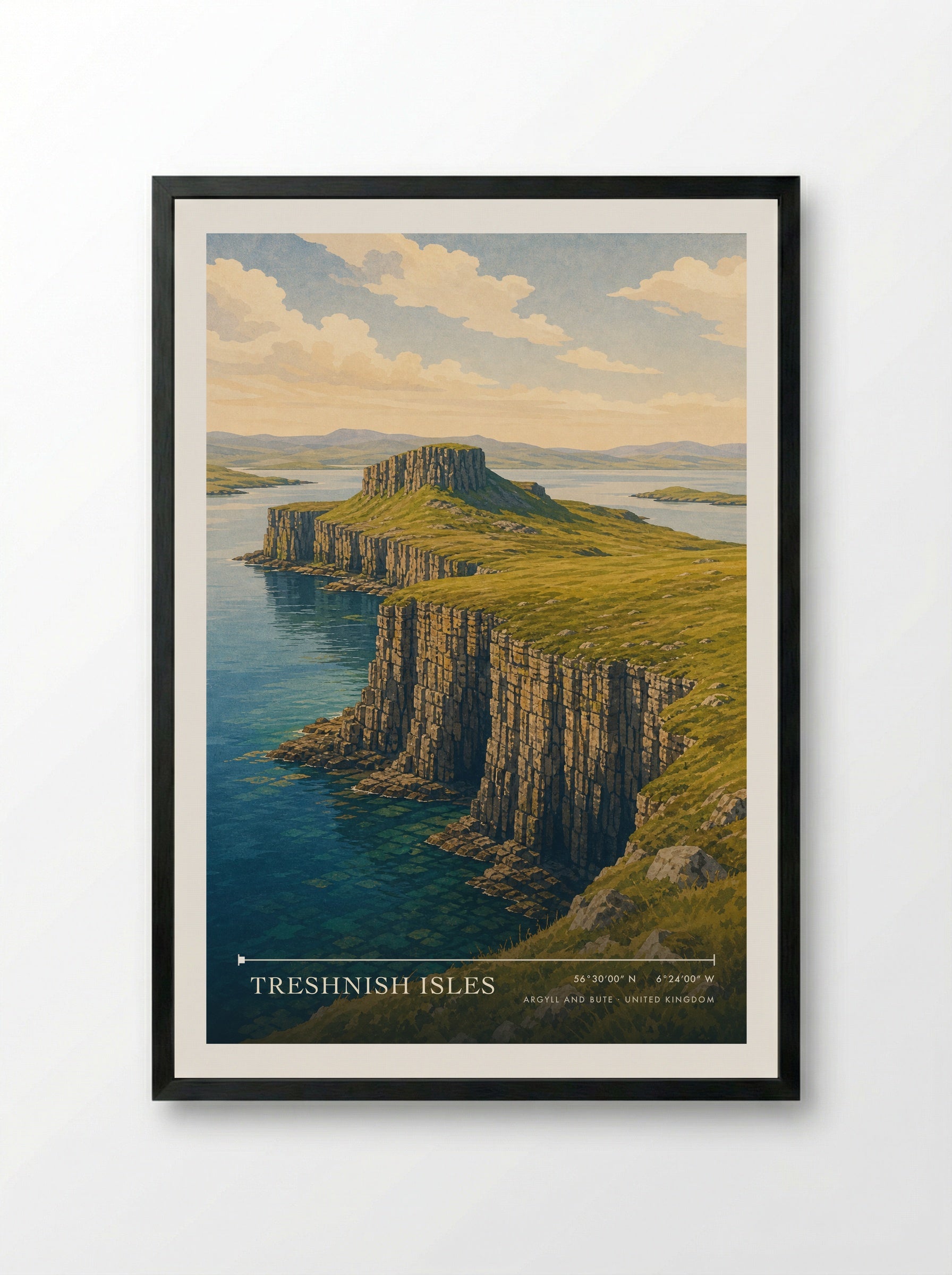 Treshnish Isles Argyll and Bute United Kingdom Travel Poster - Framed Print Black