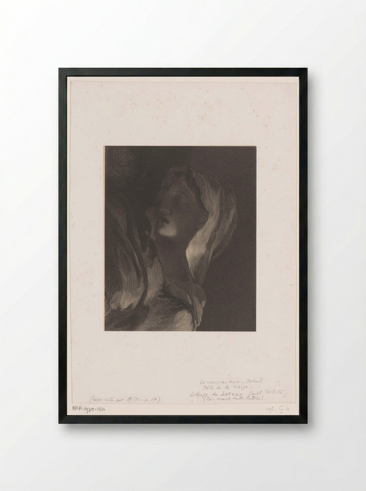 Treurende Maria (Mourning Mary) - Eugène Leroux - Framed Print Black