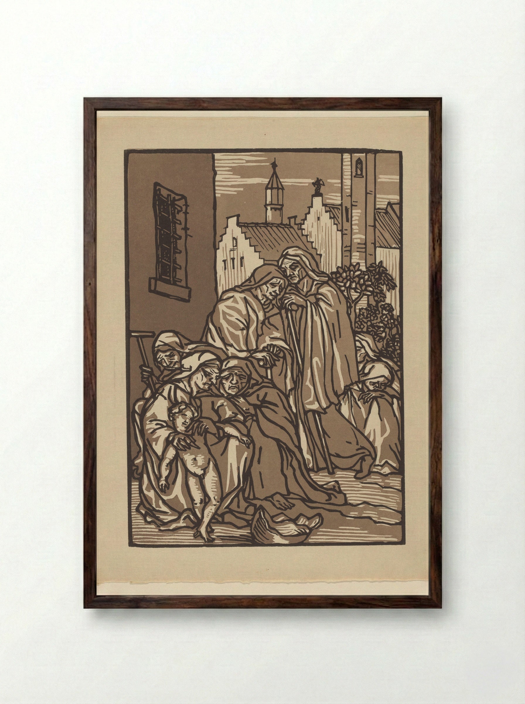 Treurende oude vrouwen - Émile Bernard - Framed Print Dark Wood