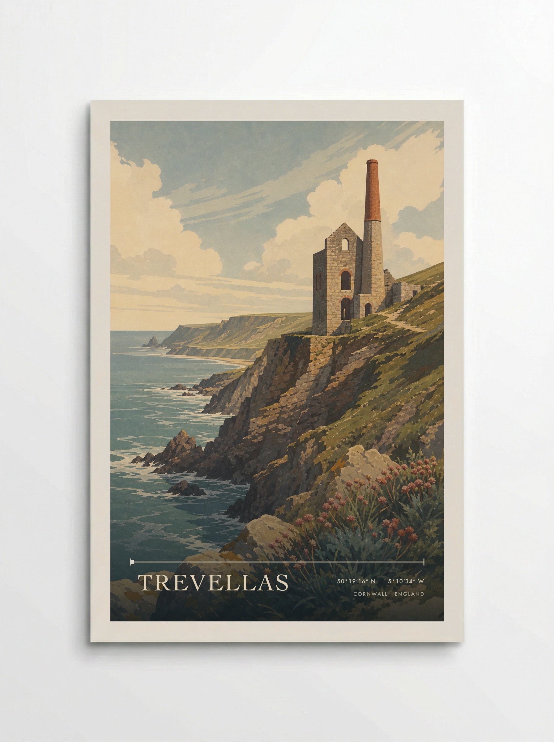 Trevellas Cornwall England Travel Poster - Poster