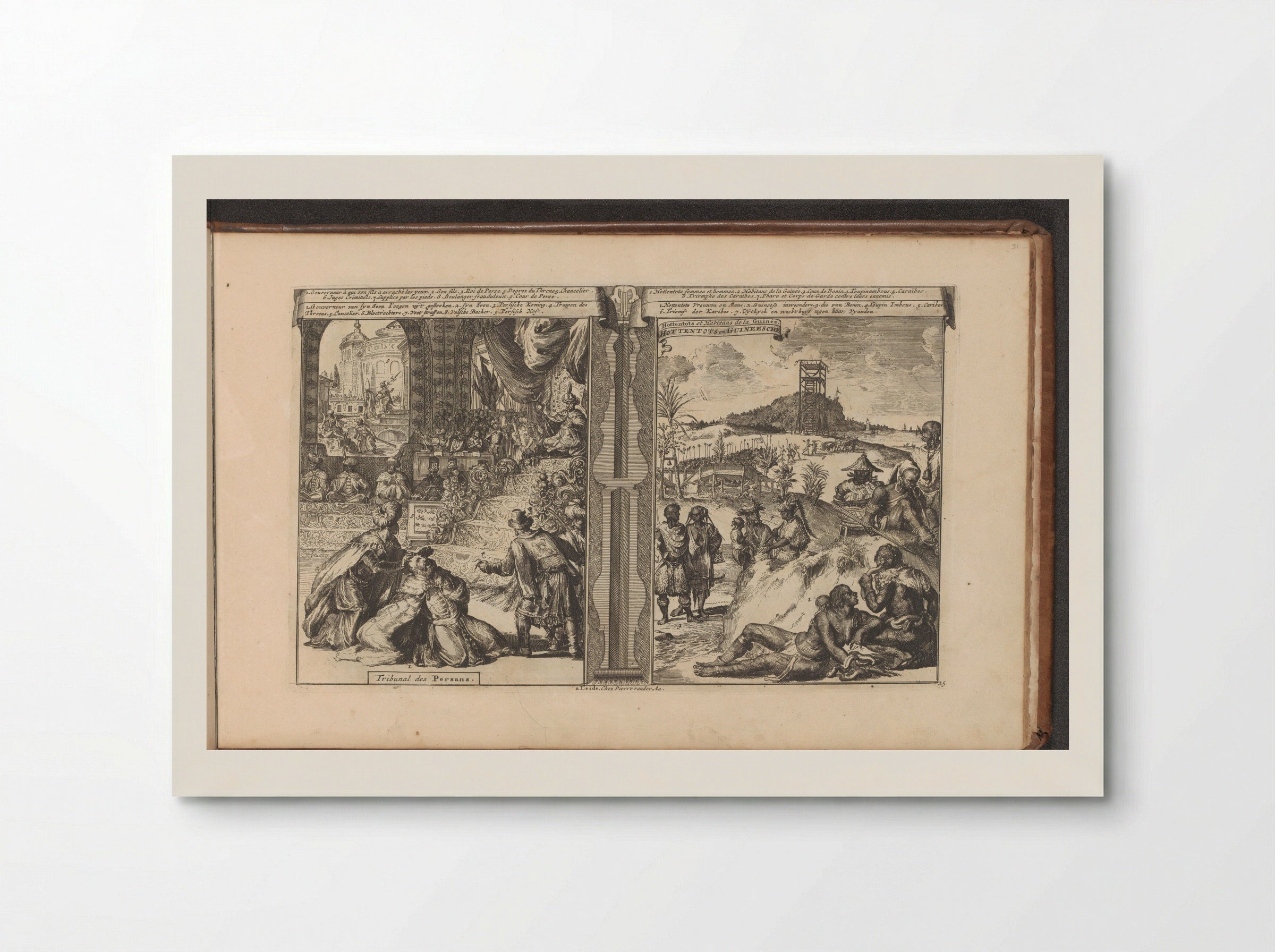 Tribunaal in Perzië; Khoikhoi en Guineërs - Romeyn de Hooghe - Poster