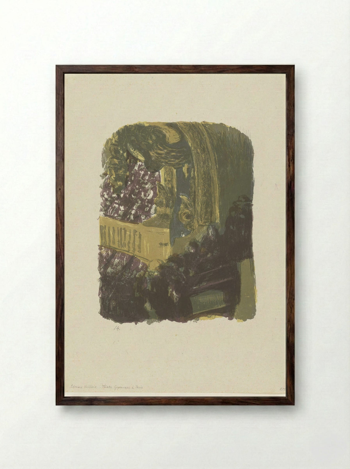 Tribune en balkons met publiek in Théâtre Gymnase in Parijs - Édouard Vuillard - Framed Print Dark Wood