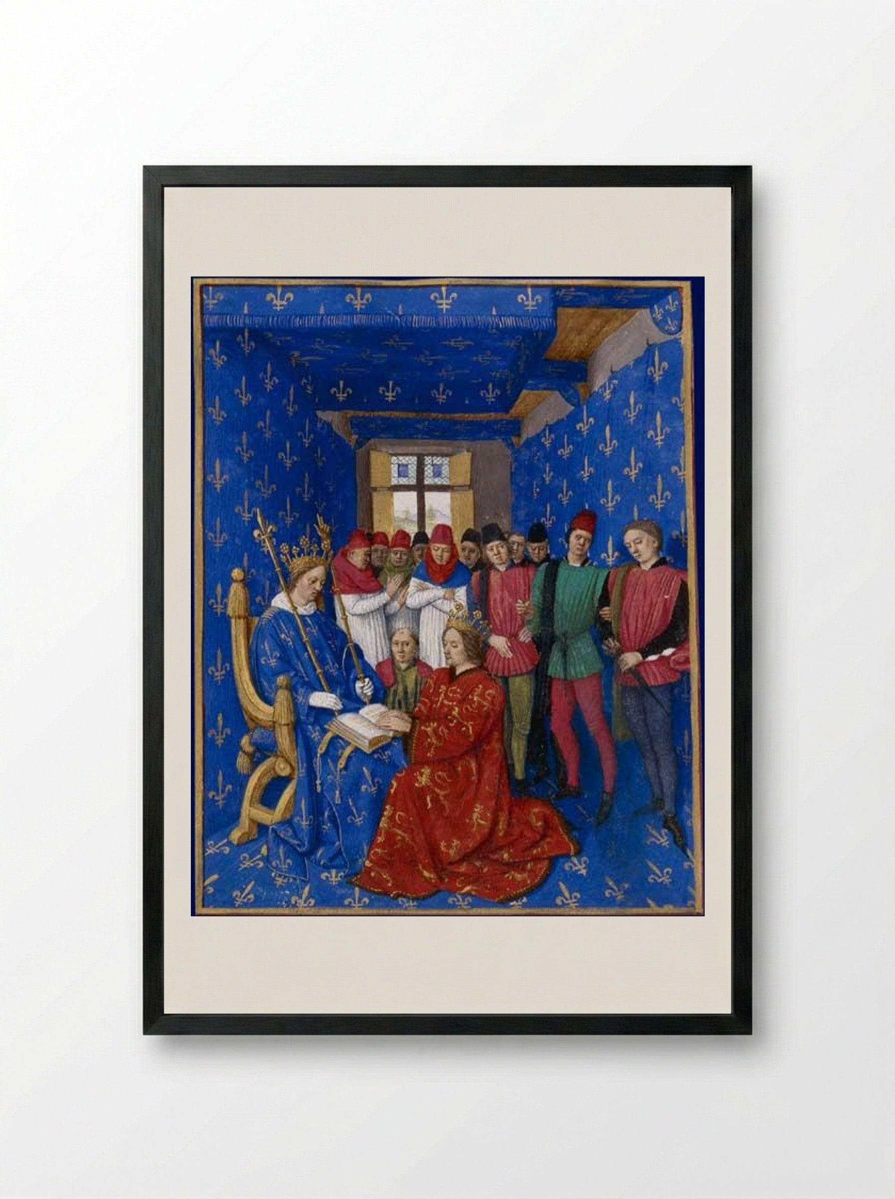 Tribute of Edward III to Philip VI - Jean Fouquet - Framed Print Black