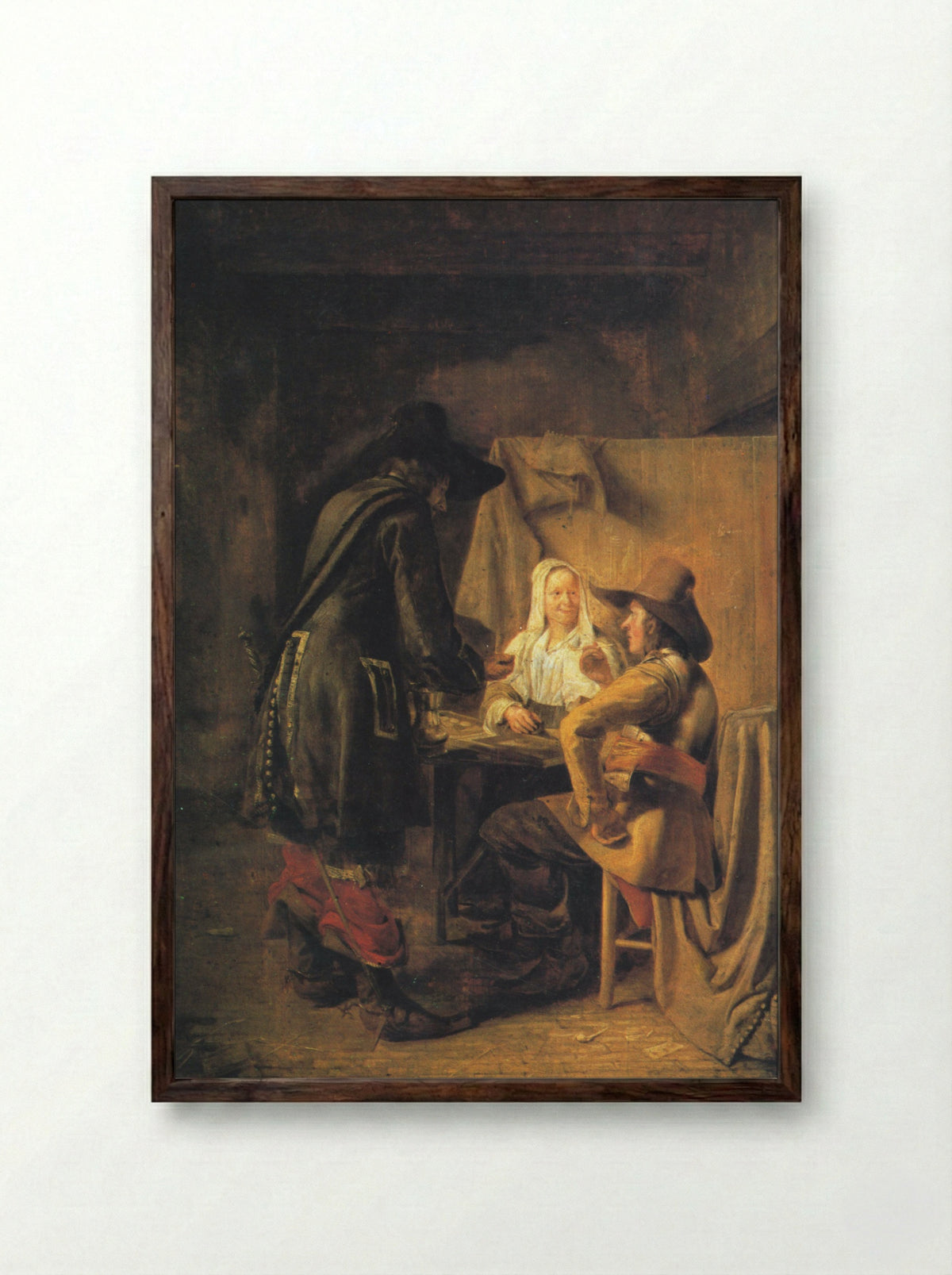 Tric-Trac Players - Pieter de Hooch - Framed Print Dark Wood