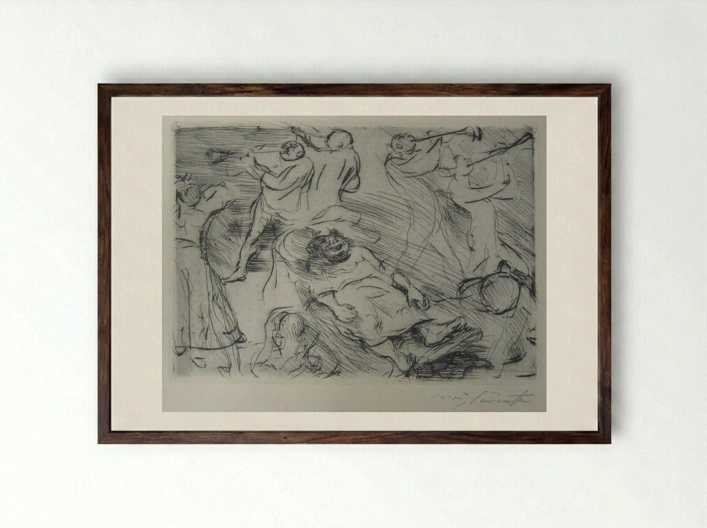 Trimalchio's Funeral - Lovis Corinth - Framed Print Dark Wood
