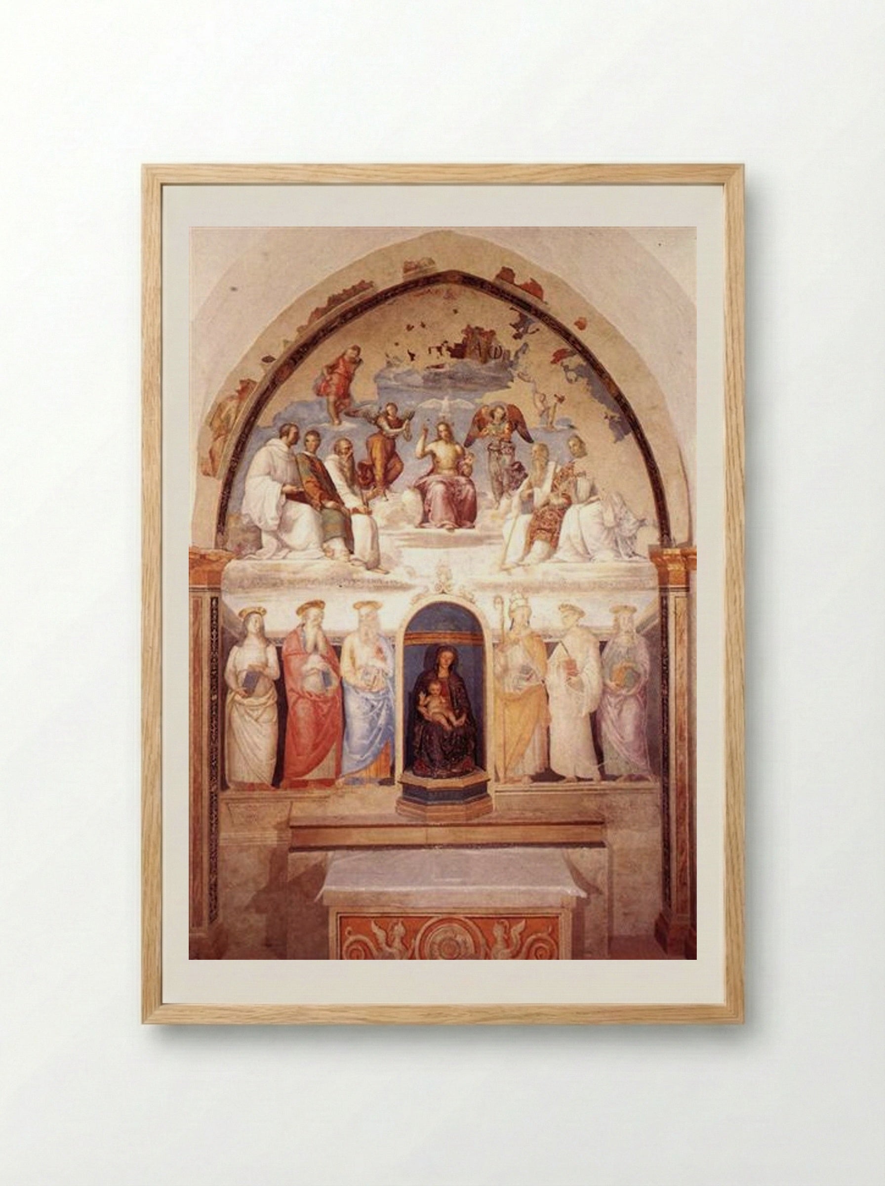 Trinity and Six Saints - Pietro Perugino - Framed Print Wood