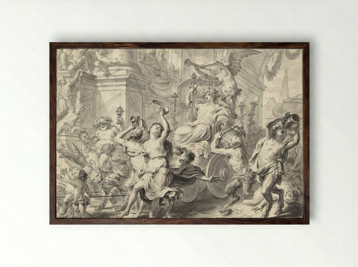 Triomf van Bacchus - Godfried Maes - Framed Print Dark Wood