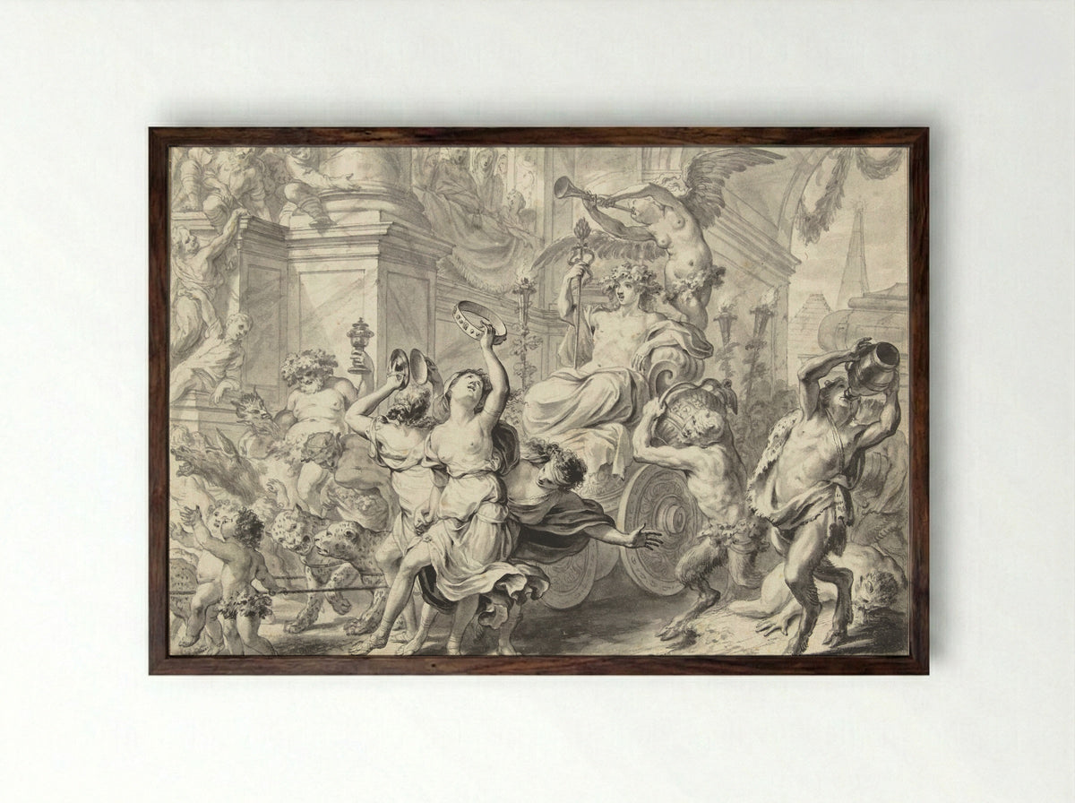 Triomf van Bacchus - Godfried Maes - Framed Print Dark Wood