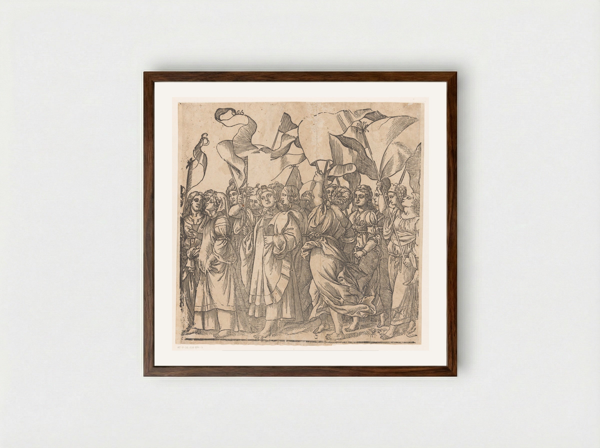 Triomf van Christus (derde deel) - Andrea Andreani - Framed Print Dark Wood