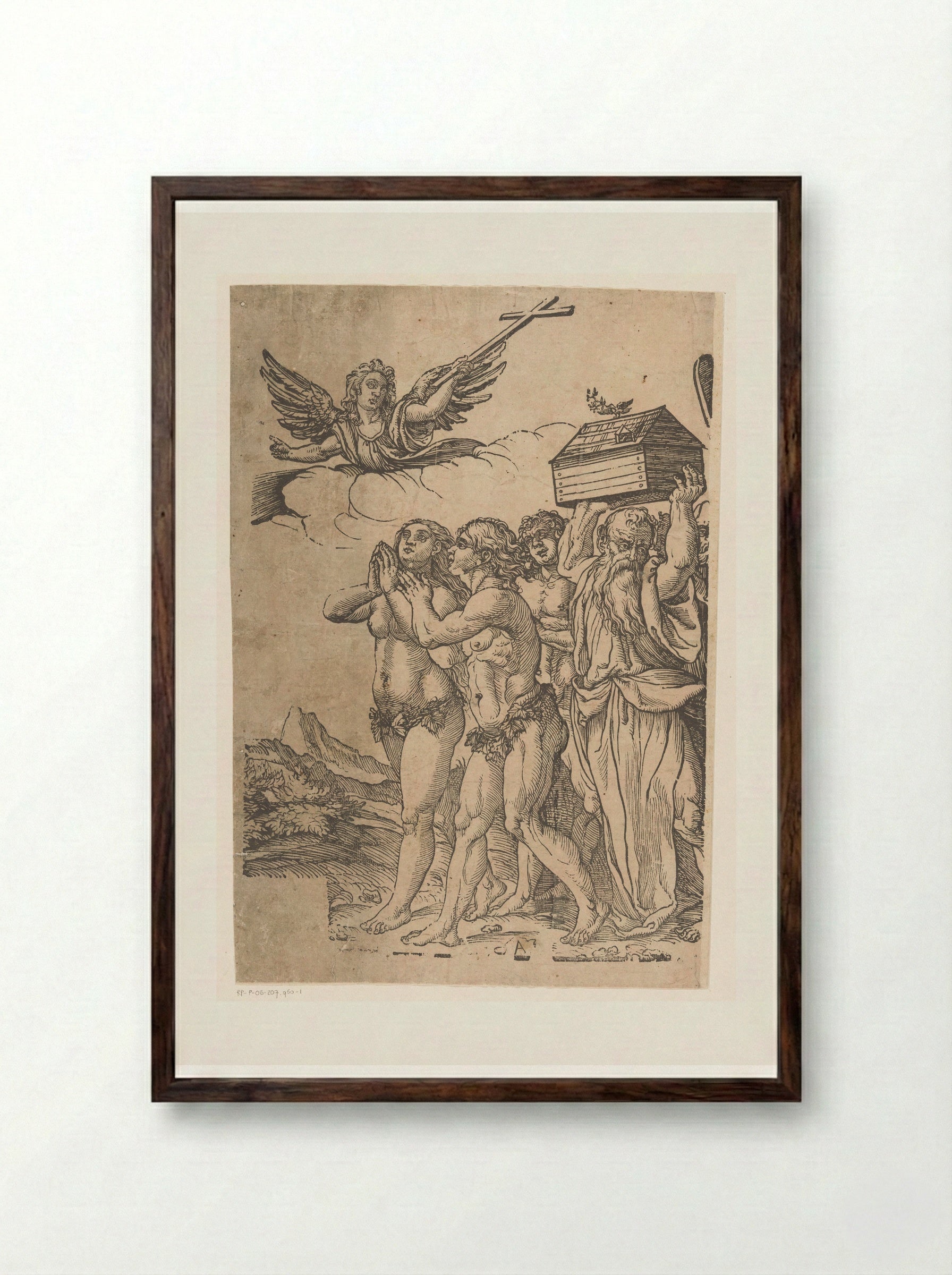 Triomf van Christus (eerste deel) - Andrea Andreani - Framed Print Dark Wood