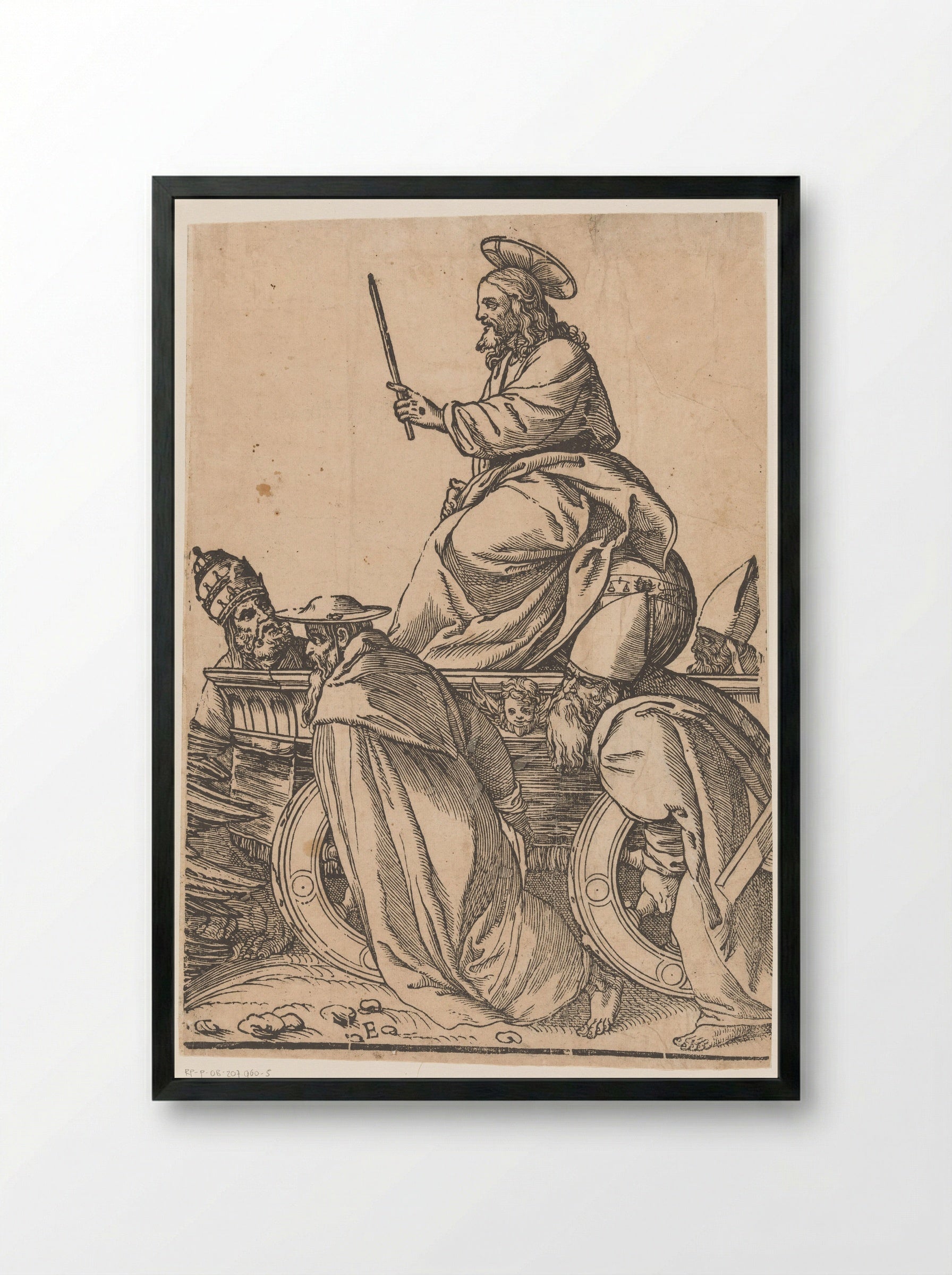 Triomf van Christus (vijfde deel) - Andrea Andreani - Framed Print Black