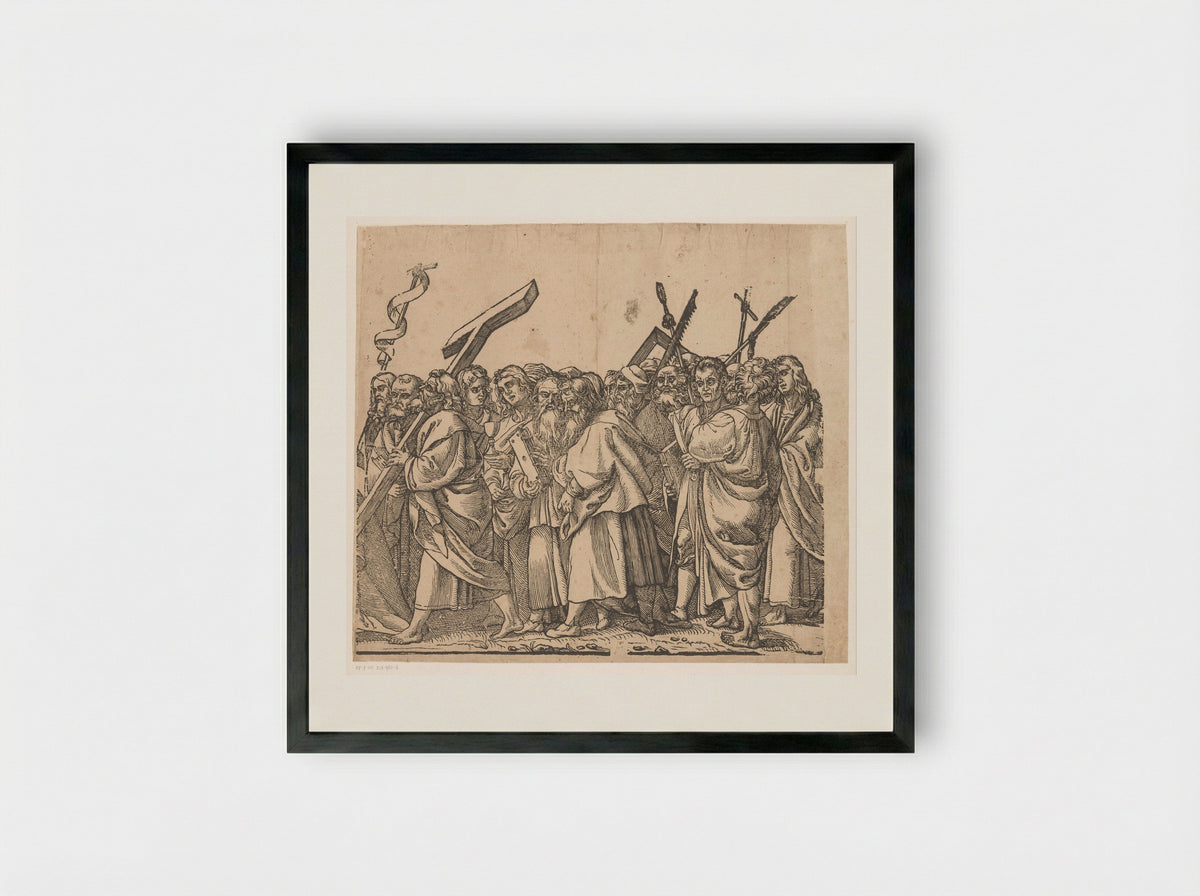 Triomf van Christus (zesde deel) - Andrea Andreani - Framed Print Black