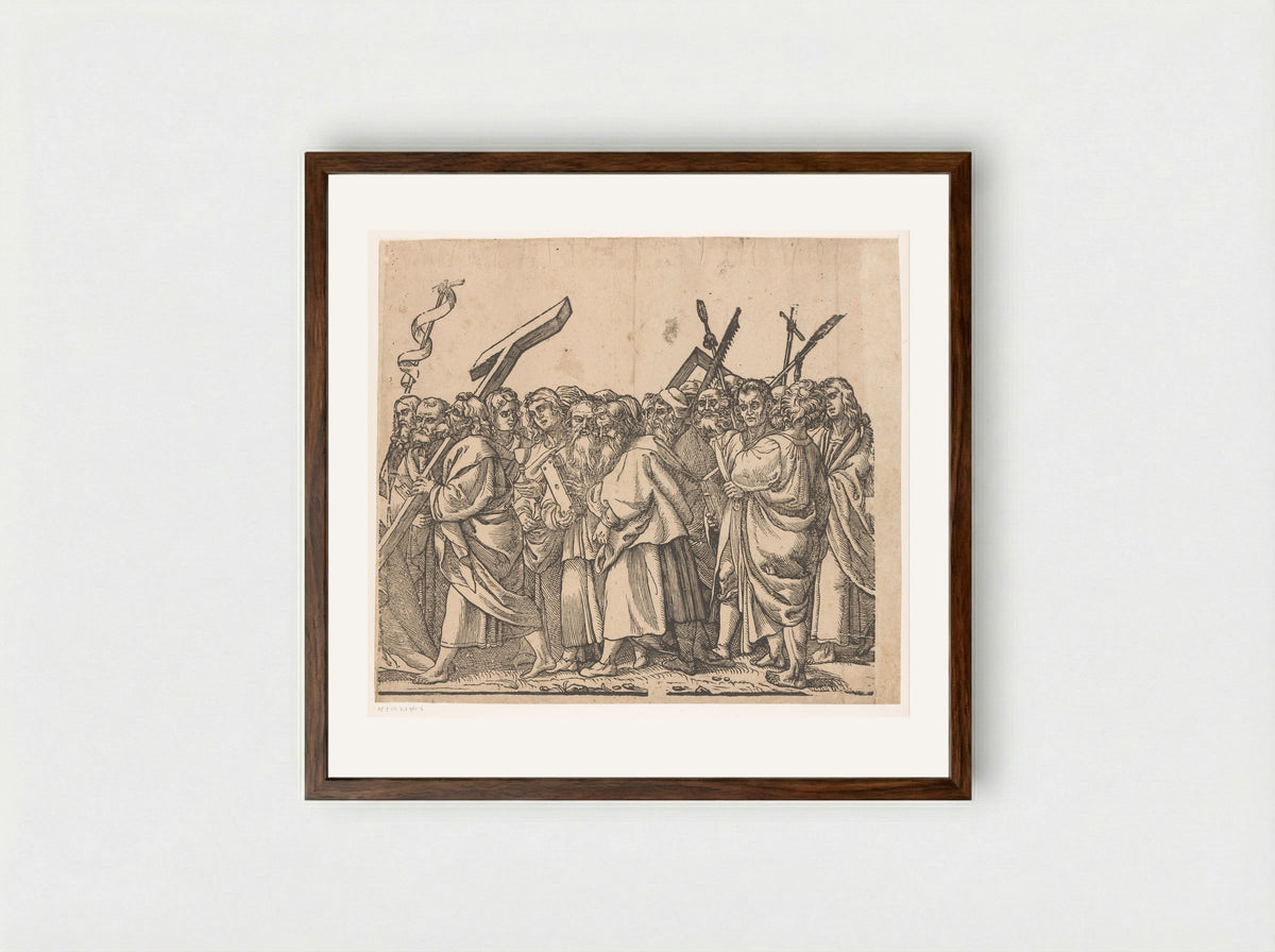 Triomf van Christus (zesde deel) - Andrea Andreani - Framed Print Dark Wood