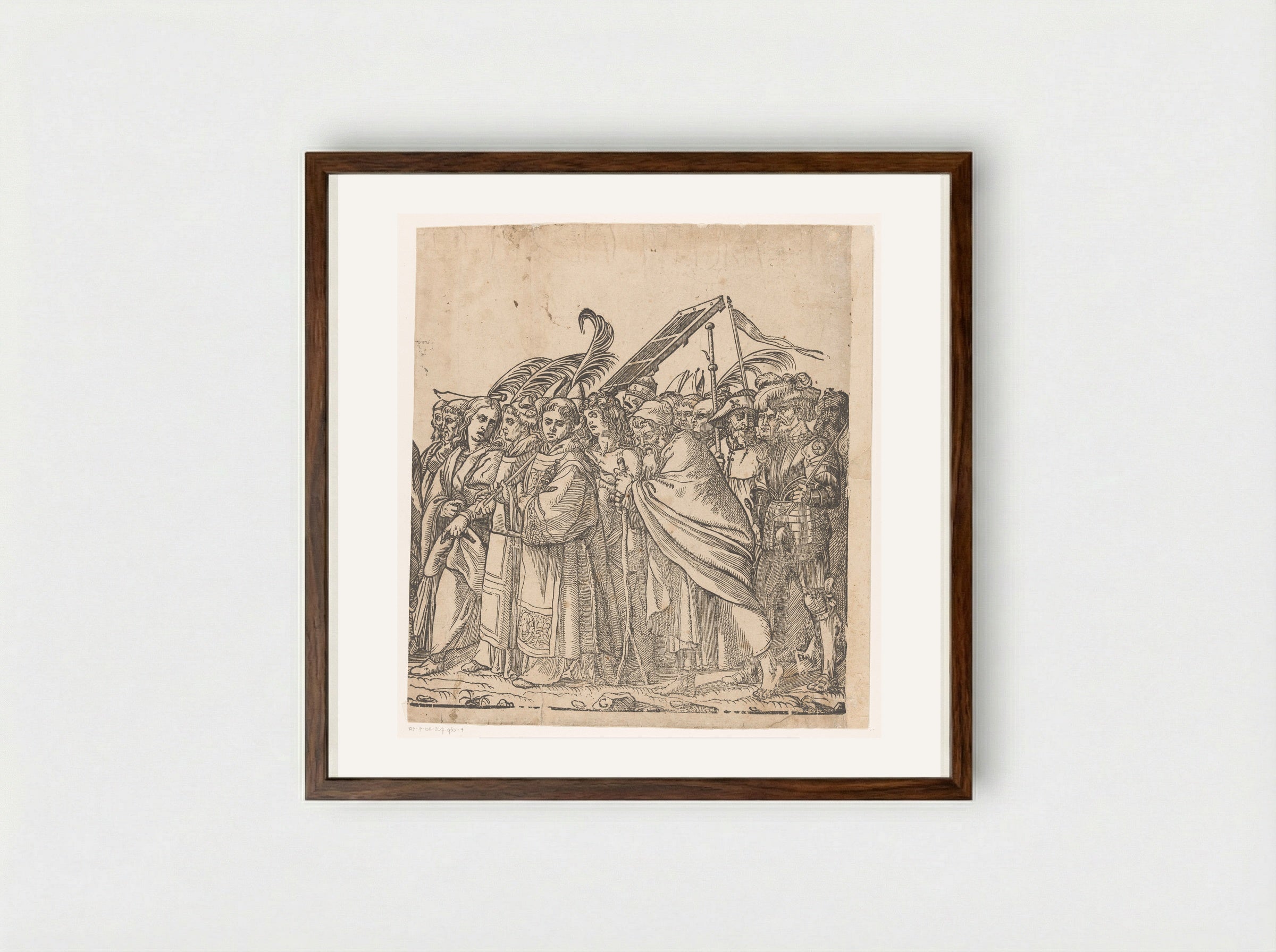 Triomf van Christus (zevende deel) - Andrea Andreani - Framed Print Dark Wood