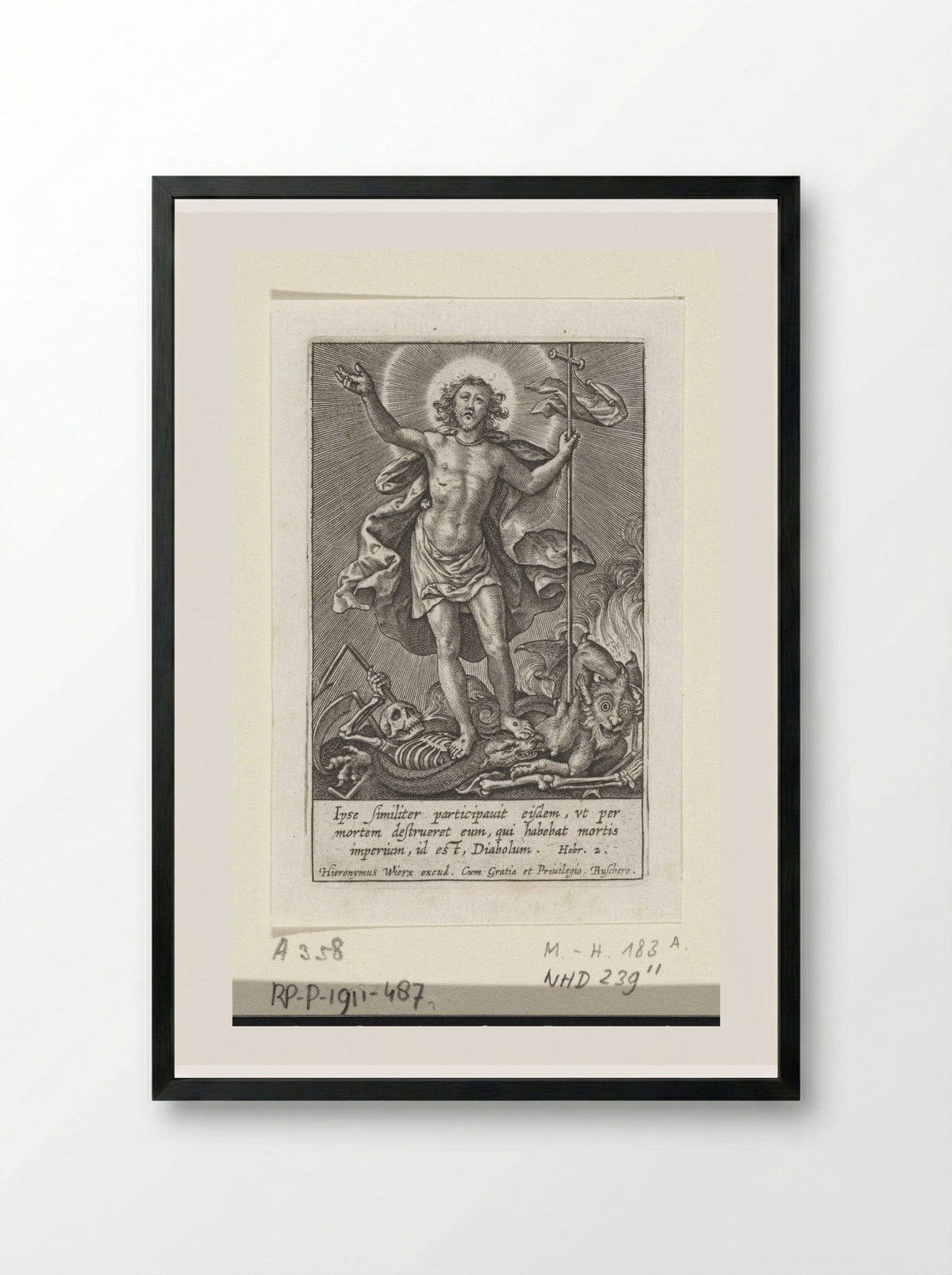 Triomferende Christus - Hieronymus Wierix - Framed Print Black