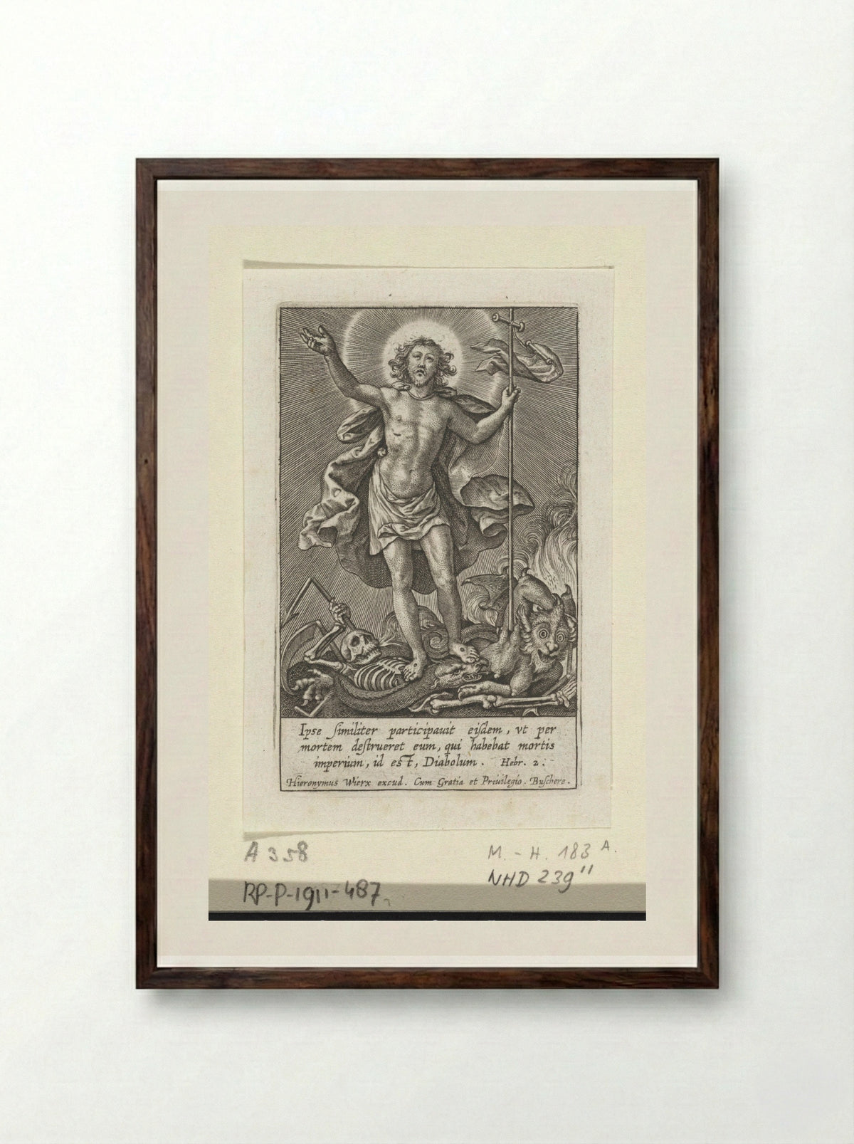 Triomferende Christus - Hieronymus Wierix - Framed Print Dark Wood