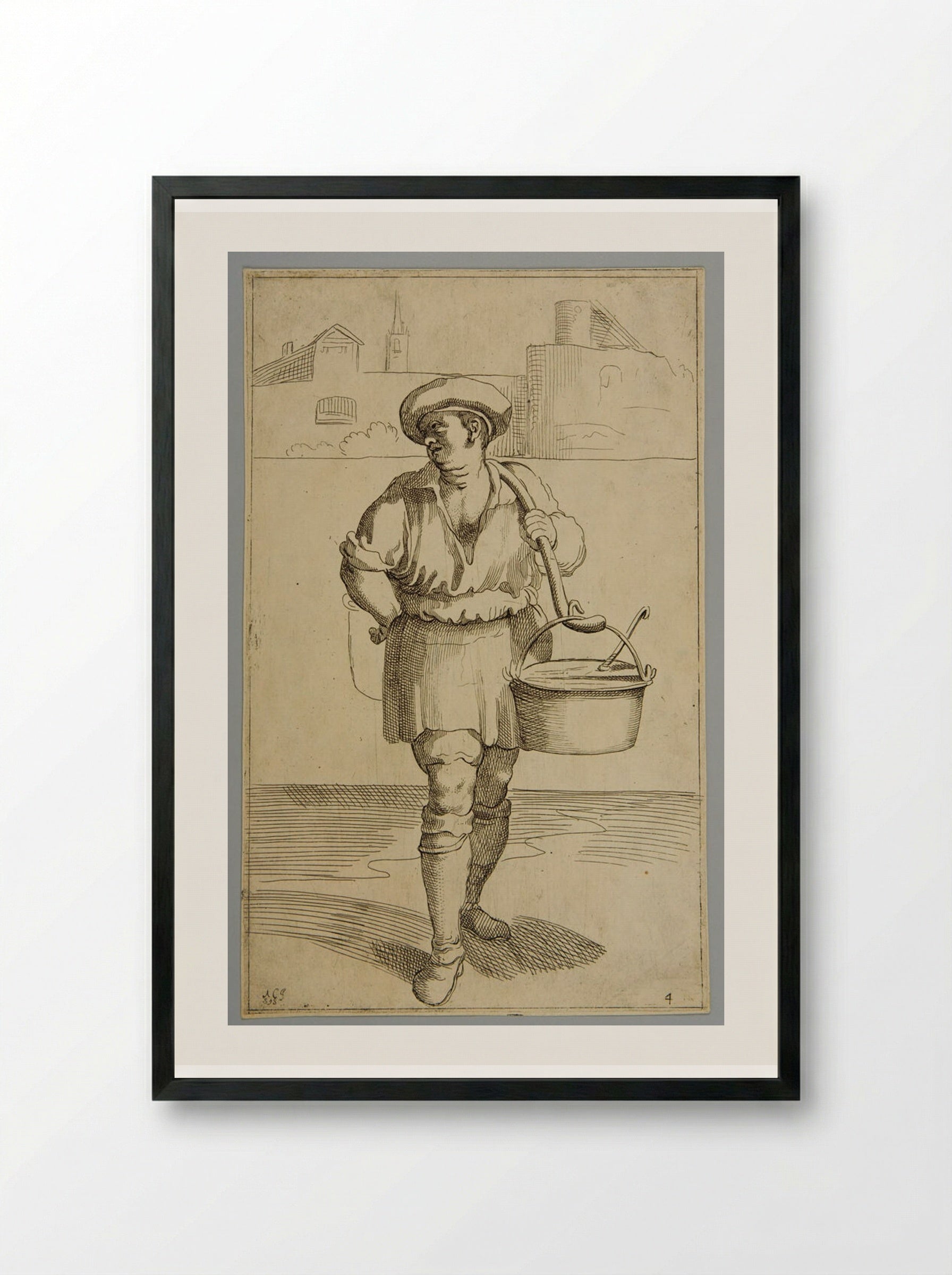 Tripe Seller!, plate 4 - Simon Guillain - Framed Print Black