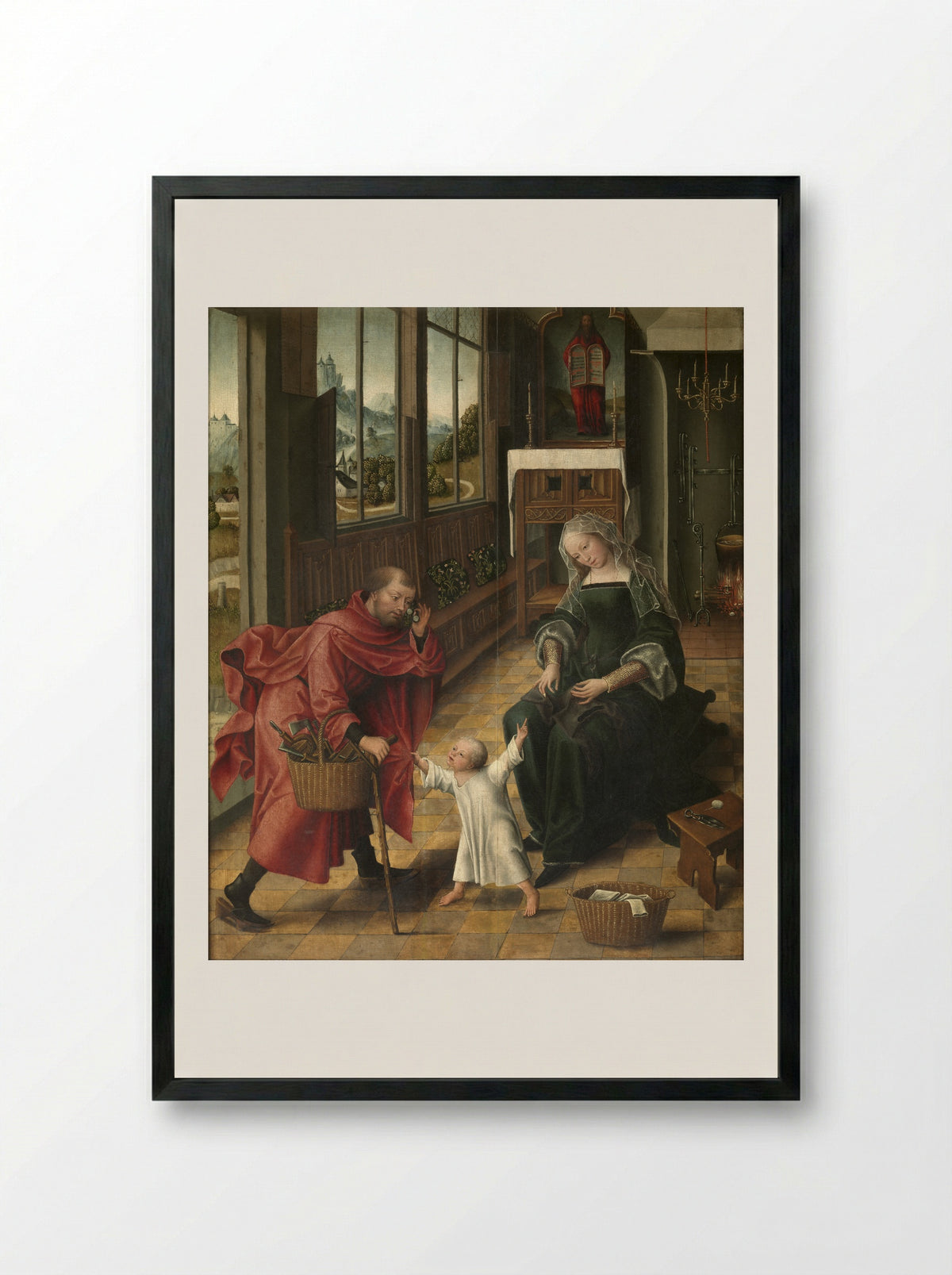 Triptych Wings with Donors Thomas Isaacq and his Wife - Master of the Magdalen Legend - Framed Print Black