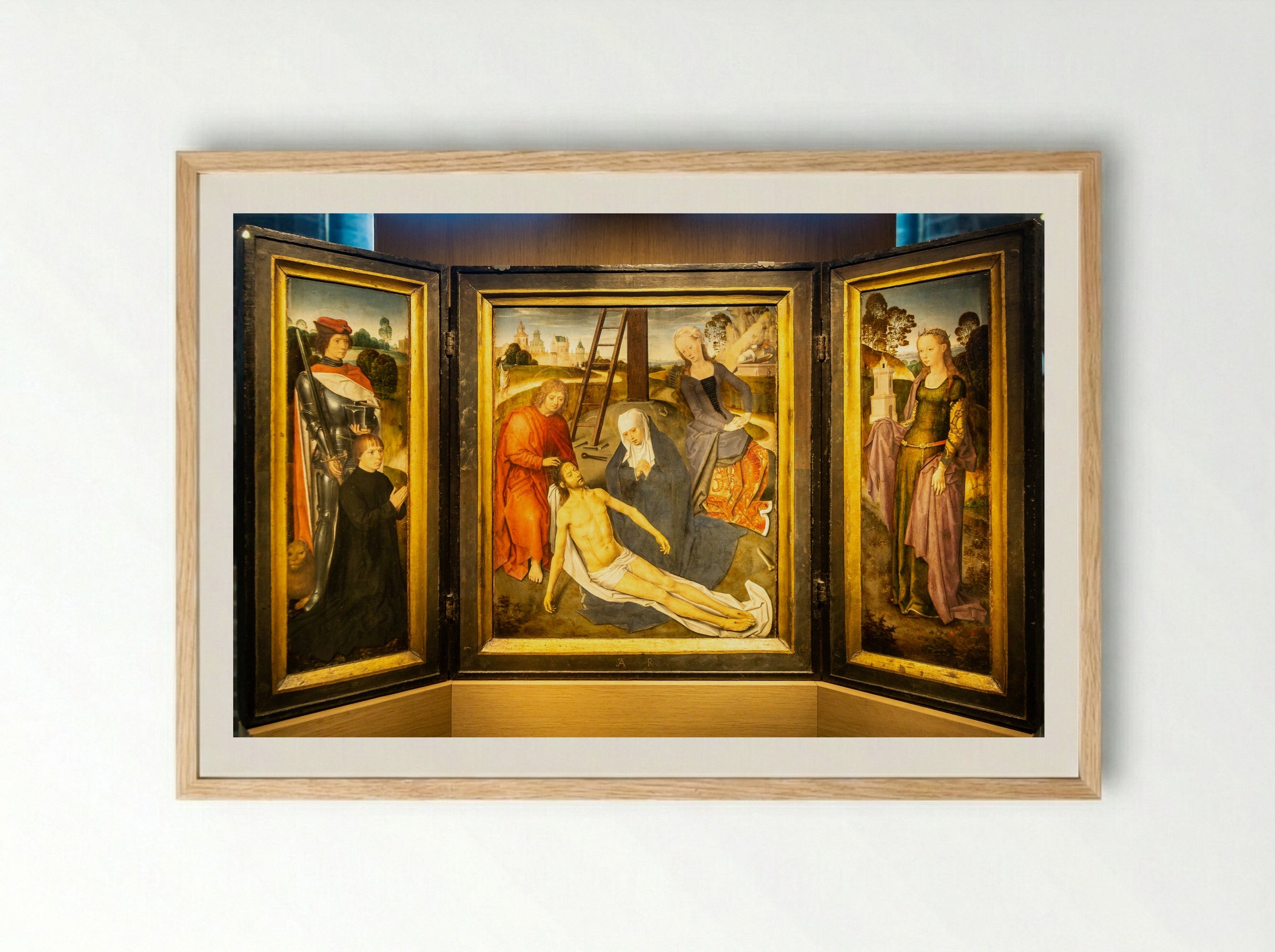 Triptych of Adriaan Reins - Hans Memling - Framed Print Wood