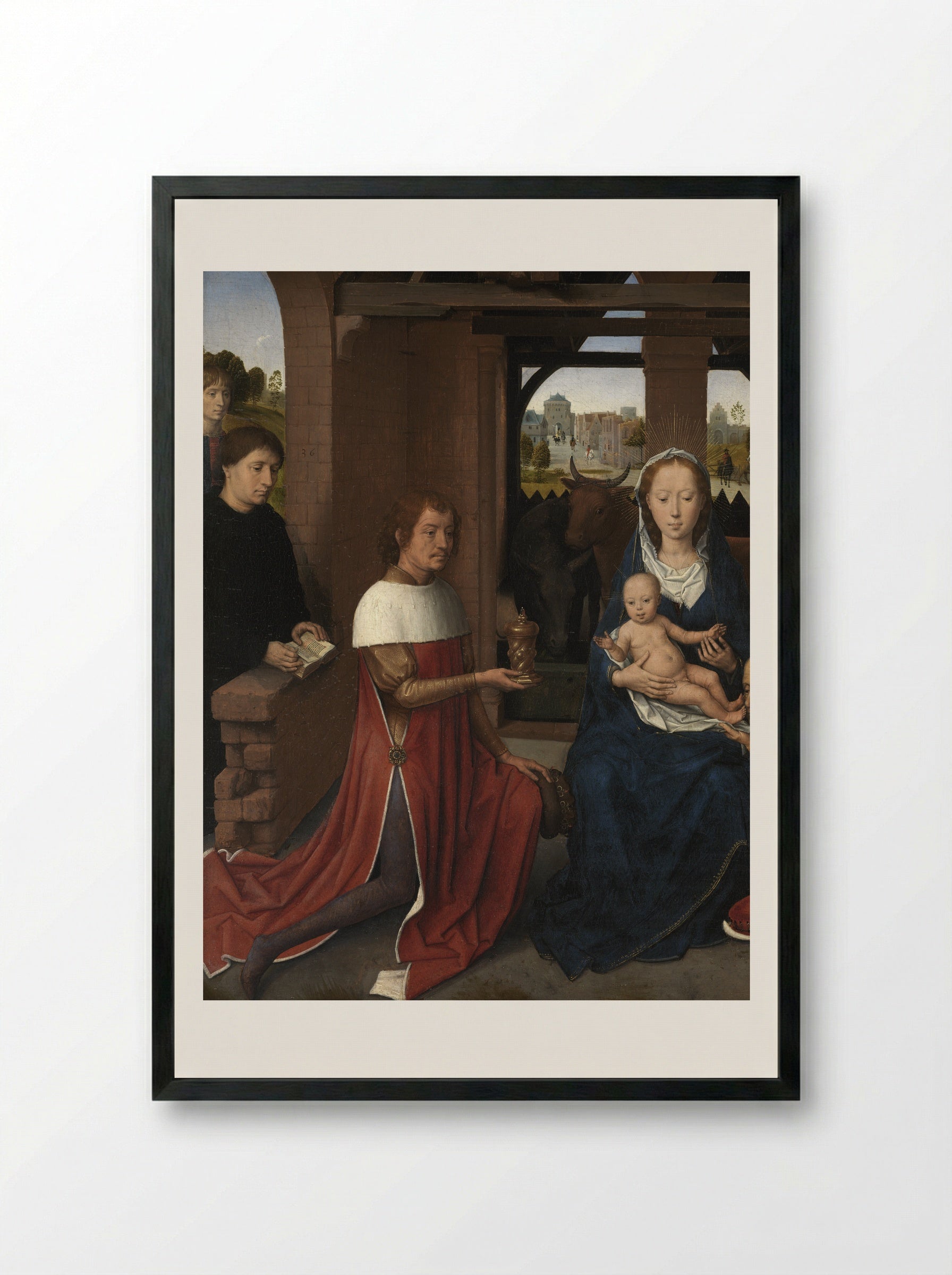 Triptych of Jan Floreins - Hans Memling - Framed Print Black