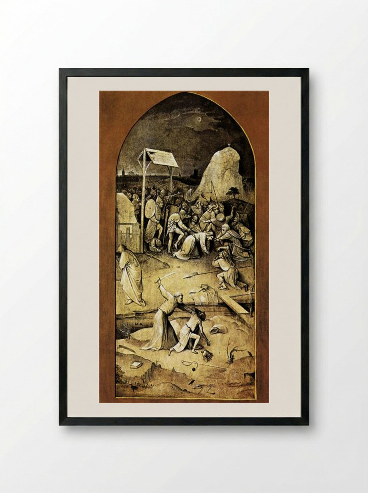 Triptych of the Temptation of St Anthony - Hieronymus Bosch - Framed Print Black