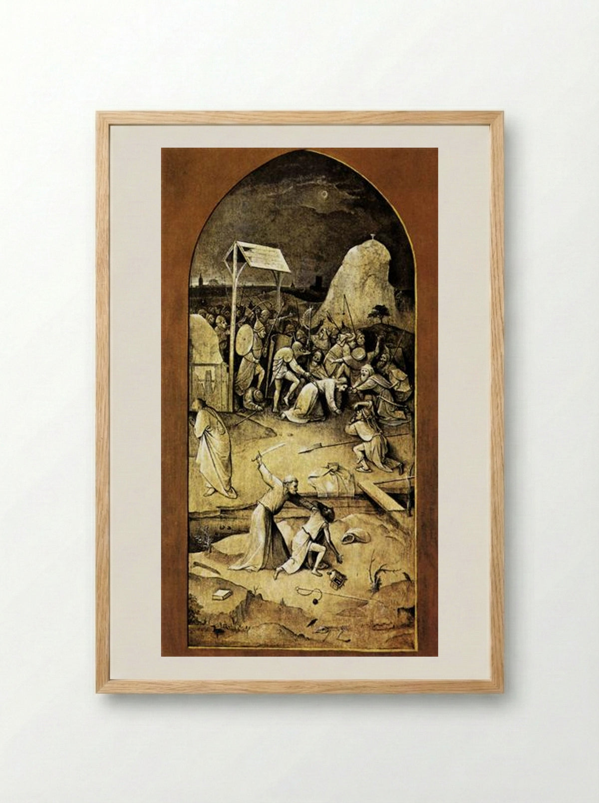 Triptych of the Temptation of St Anthony - Hieronymus Bosch - Framed Print Wood