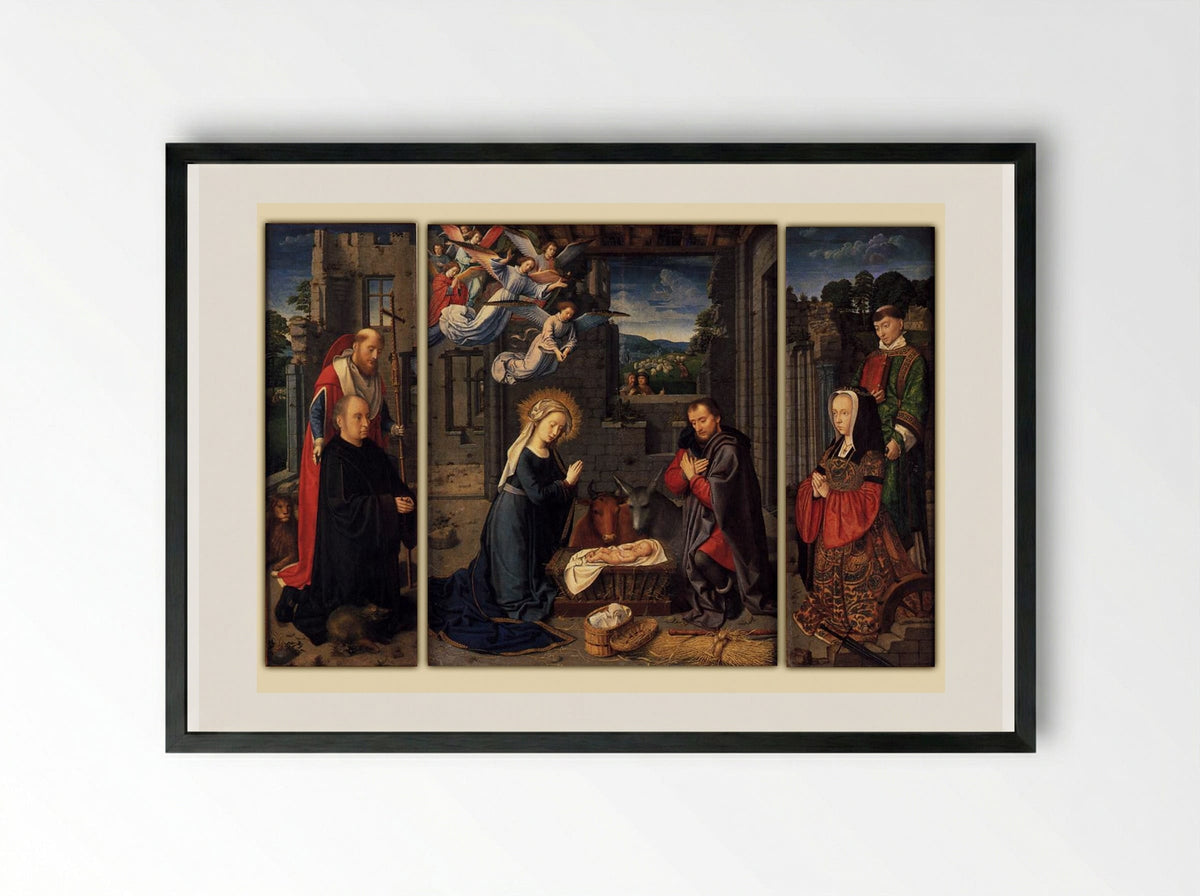 Triptych with the Nativity - Gerard David - Framed Print Black